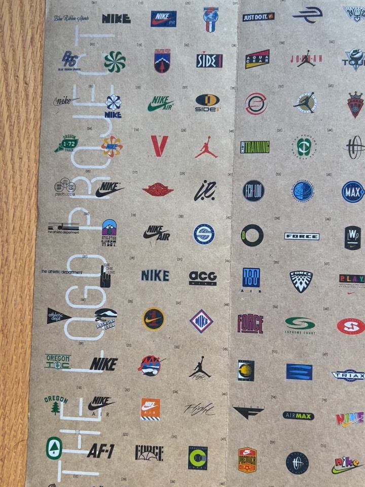 Nike Swoosh logo artwork illustrating its 1971 design history.