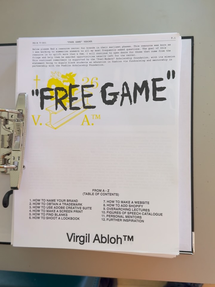 VIRGIL ABLOH FREE GAME COURSE RESURFACES AS CULTURAL BLUEPRINT FOR BRAND BUILDING