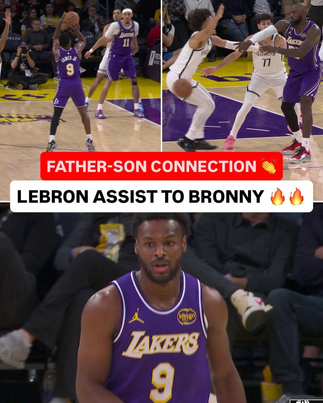 LEBRON AND BRONNY JAMES RECORD FIRST FATHER SON ASSIST IN NBA HISTORY (image 2)