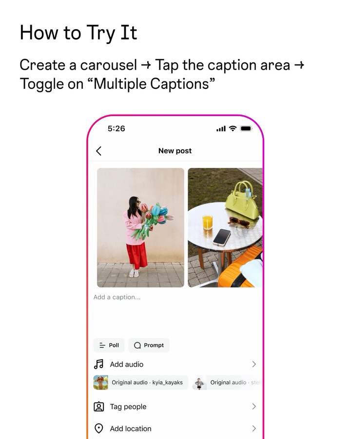 INSTAGRAM CAROUSELS NOW CAPTION EACH SLIDE (image 4)