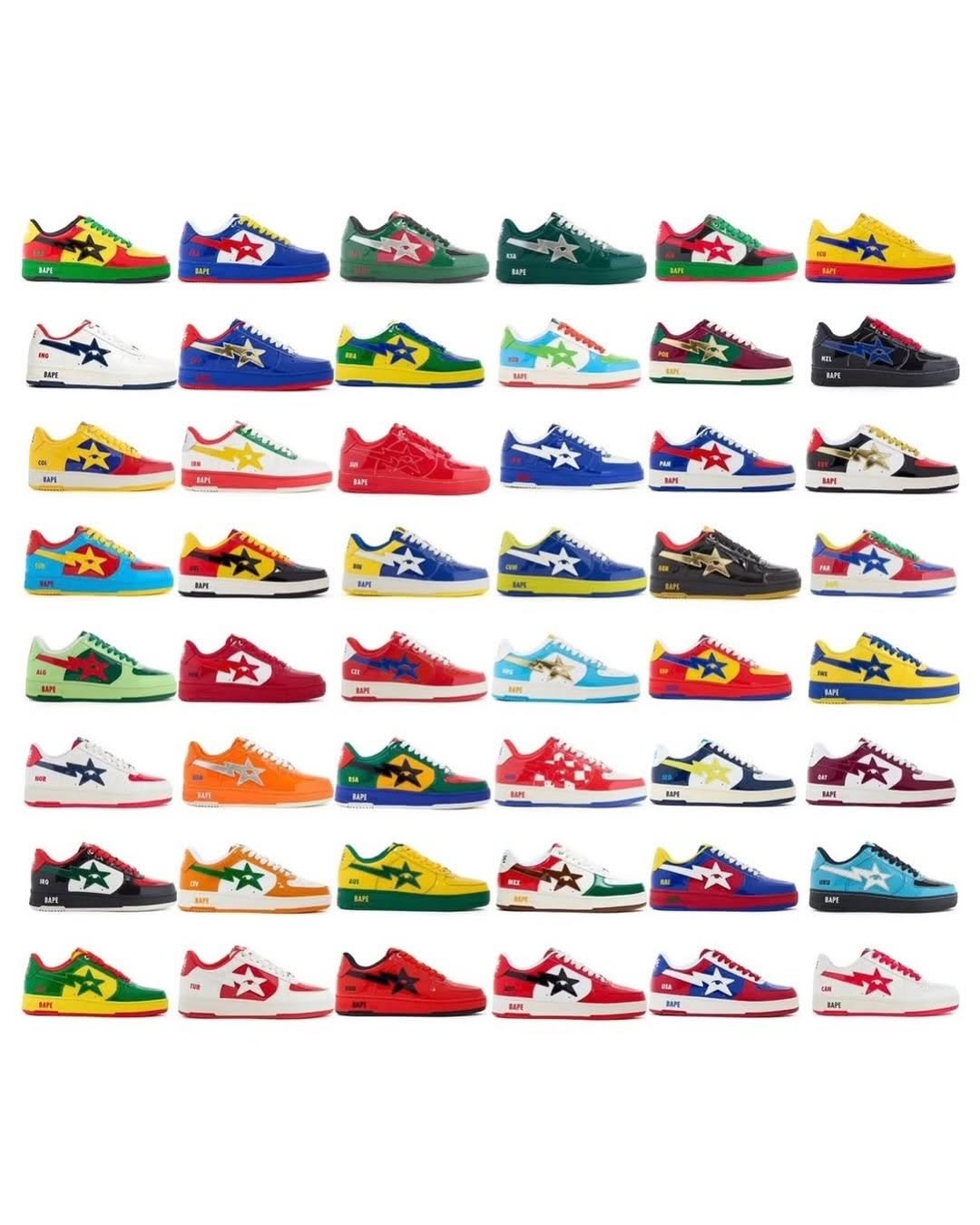 KidSuper x BAPE SuperBape Cup sneaker on the Bapesta silhouette in a national team colorway