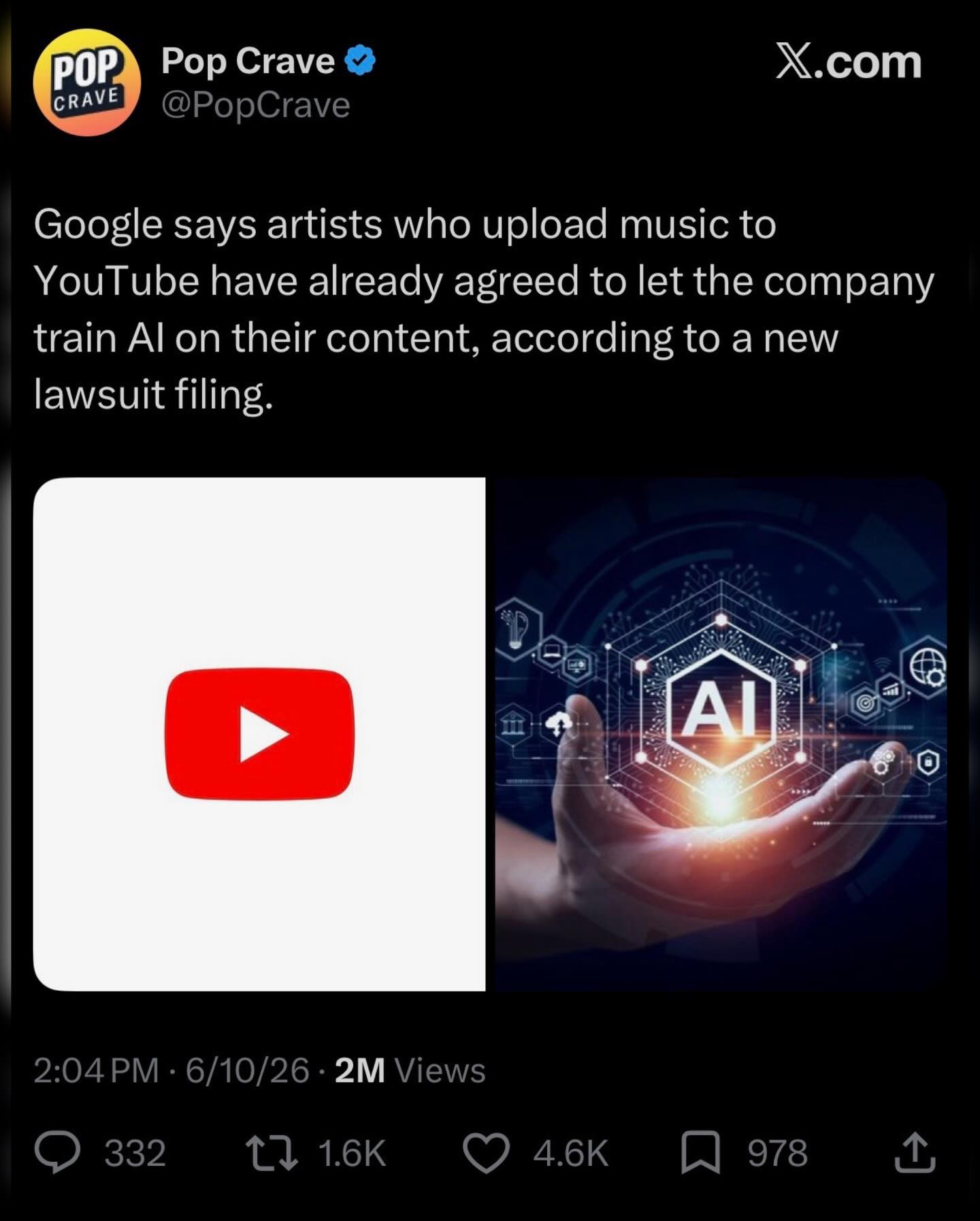 YOUTUBE SAYS YOUR UPLOAD ALREADY TRAINED ITS AI (image 3)