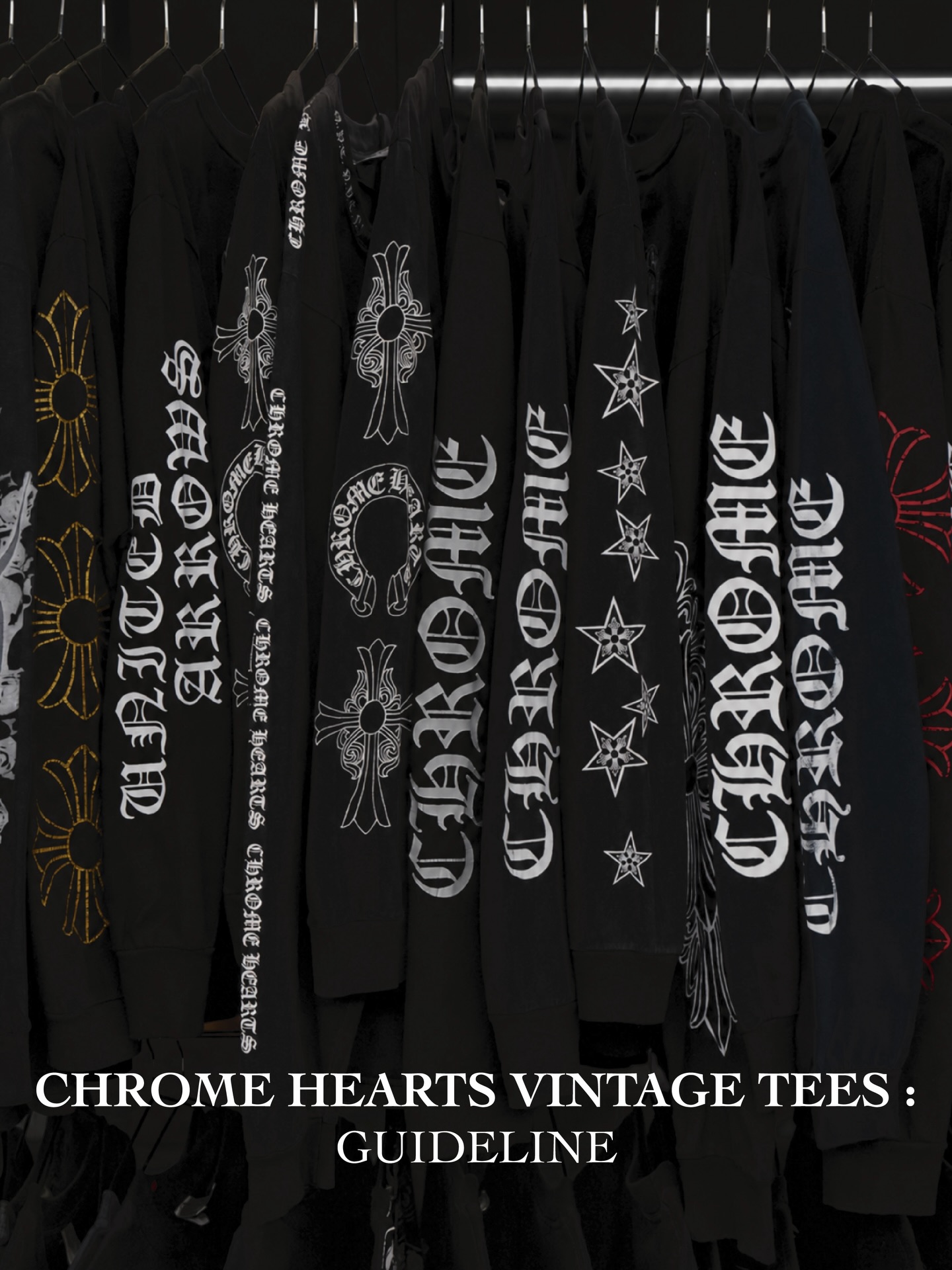 A slide from savethechrome's Instagram guideline on authenticating vintage Chrome Hearts tees