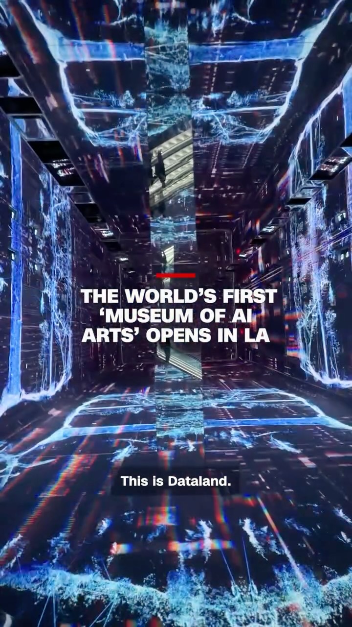 A still from CNN's report on the opening of Dataland, the AI art museum in Los Angeles.