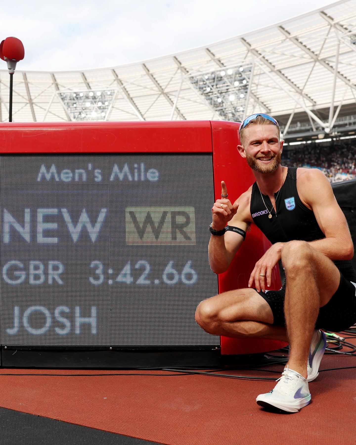 Josh Kerr competing in the mile race where he set the new world record