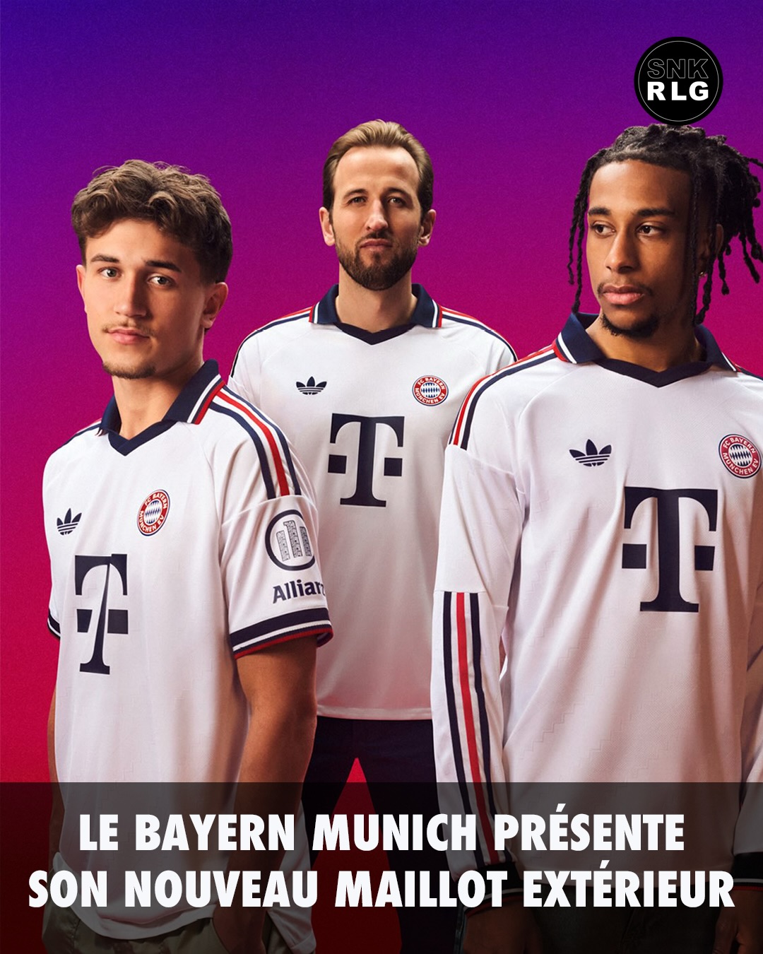 FC Bayern Munich's new white 26/27 away jersey with a navy collar and the adidas Trefoil crest