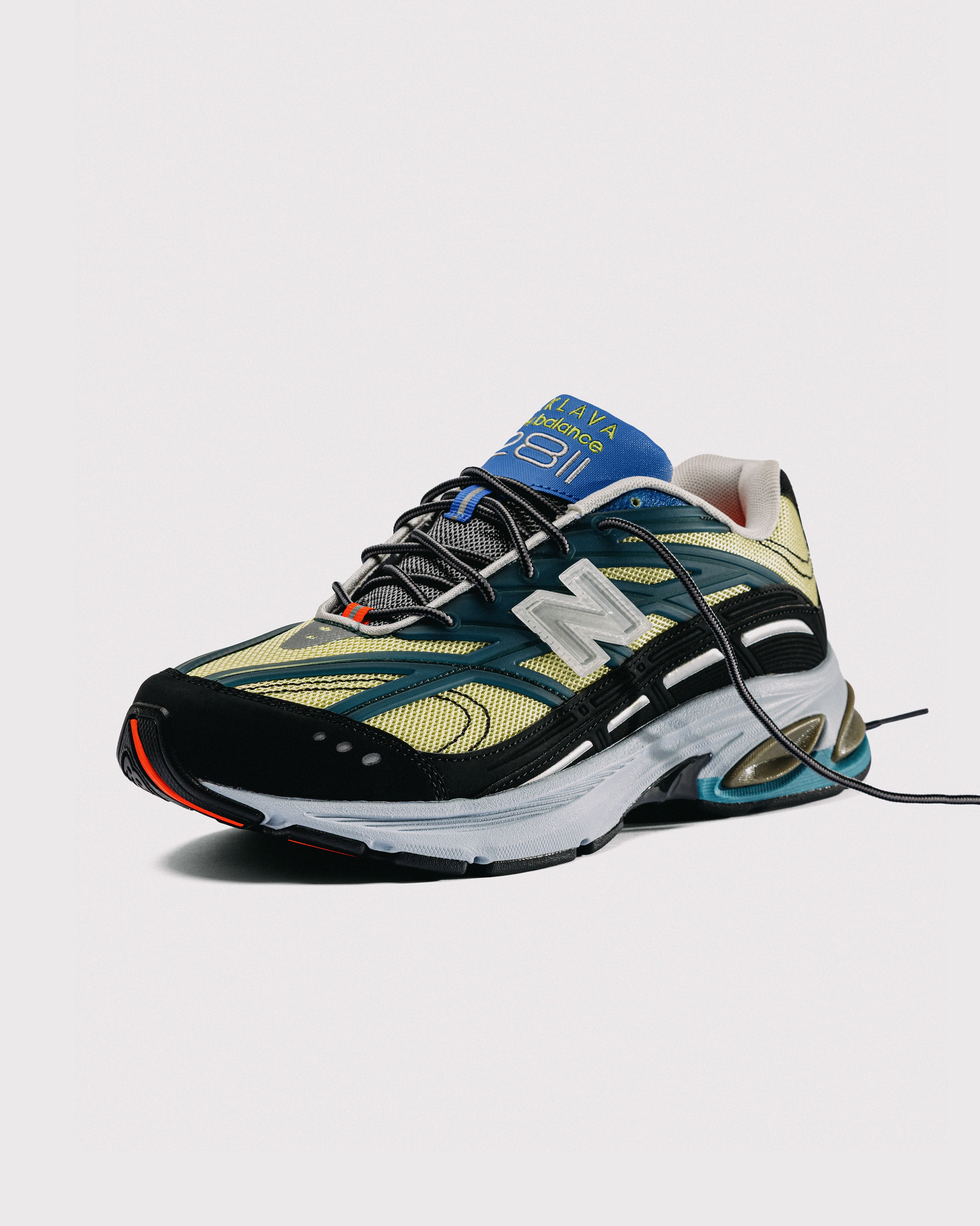 BAKLAVA New Balance 2811 sneaker in the Mikročpske colorway with yellow mesh and dark green TPU overlays