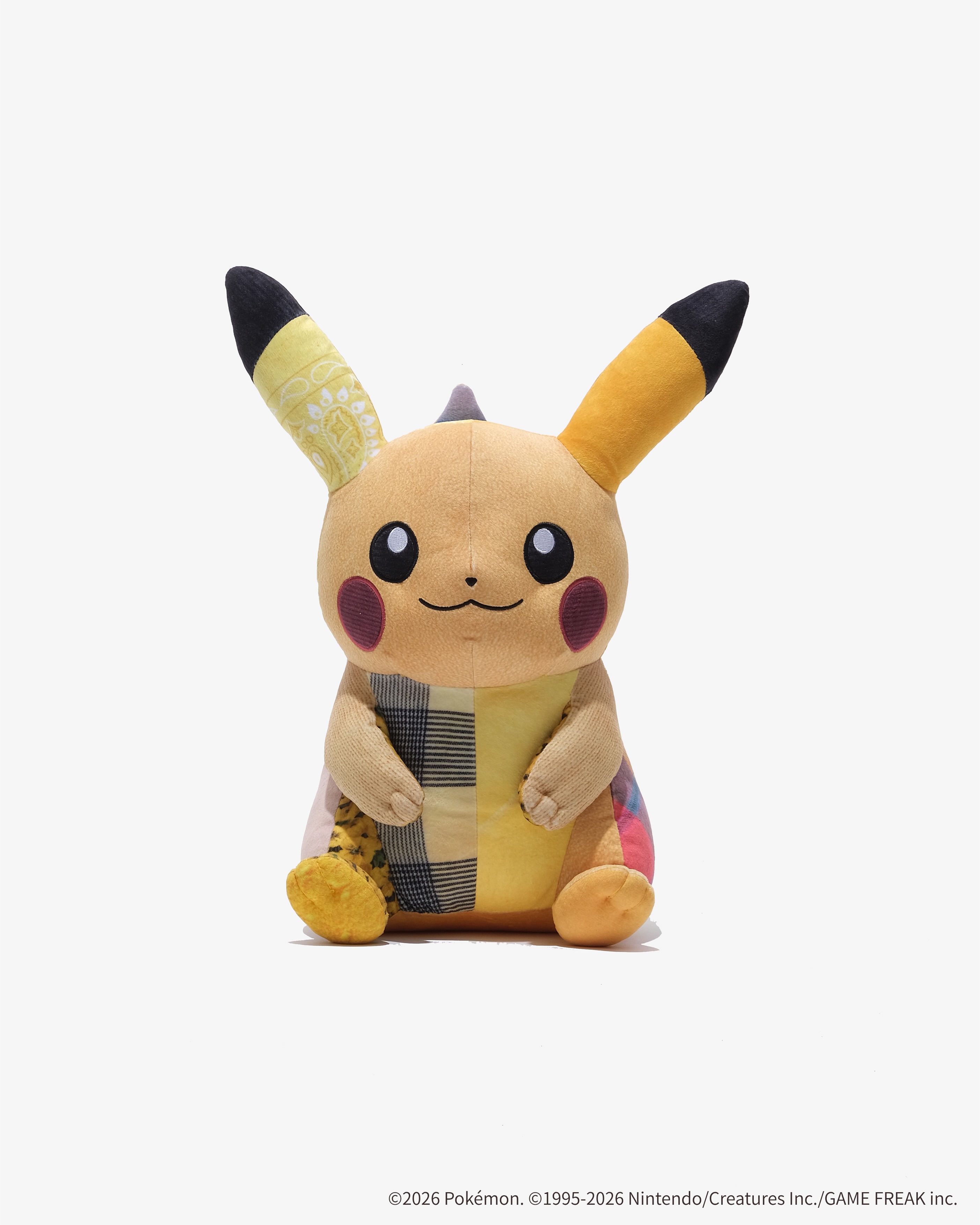 Sean Wotherspoon x Pokemon Center vintage look plush toys of Bulbasaur, Charizard, and Pikachu