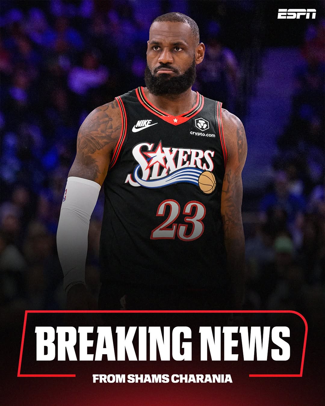 Instagram post from @shams reporting LeBron James's move to the Philadelphia 76ers.