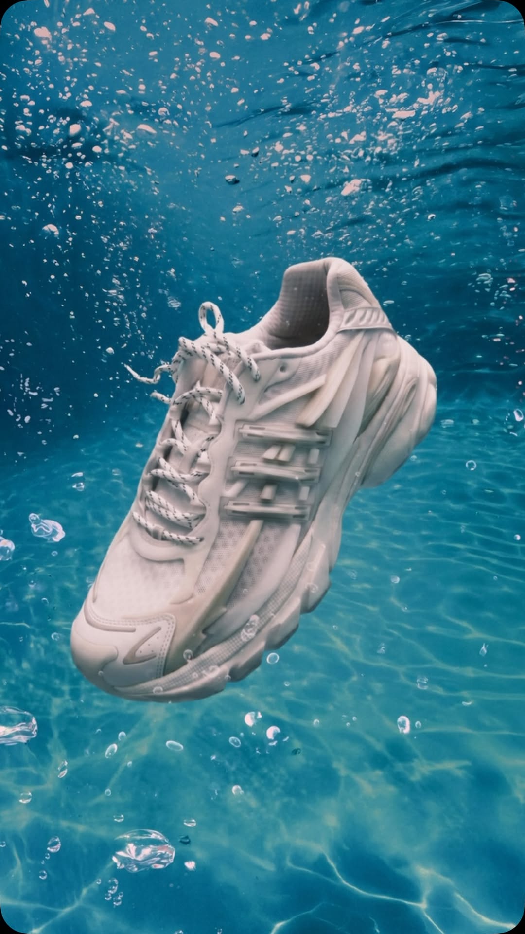 The VIRGINIA Adistar Jellyfish sneaker shown in the Triple White colorway from Pharrell's Instagram announcement