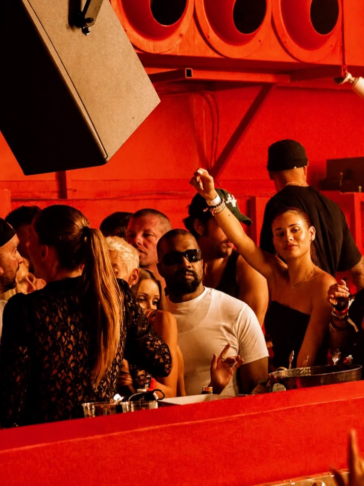 Kanye West in the crowd at DC10 Ibiza during a Circoloco night, the set Leeds duo Prospa played on July 27.