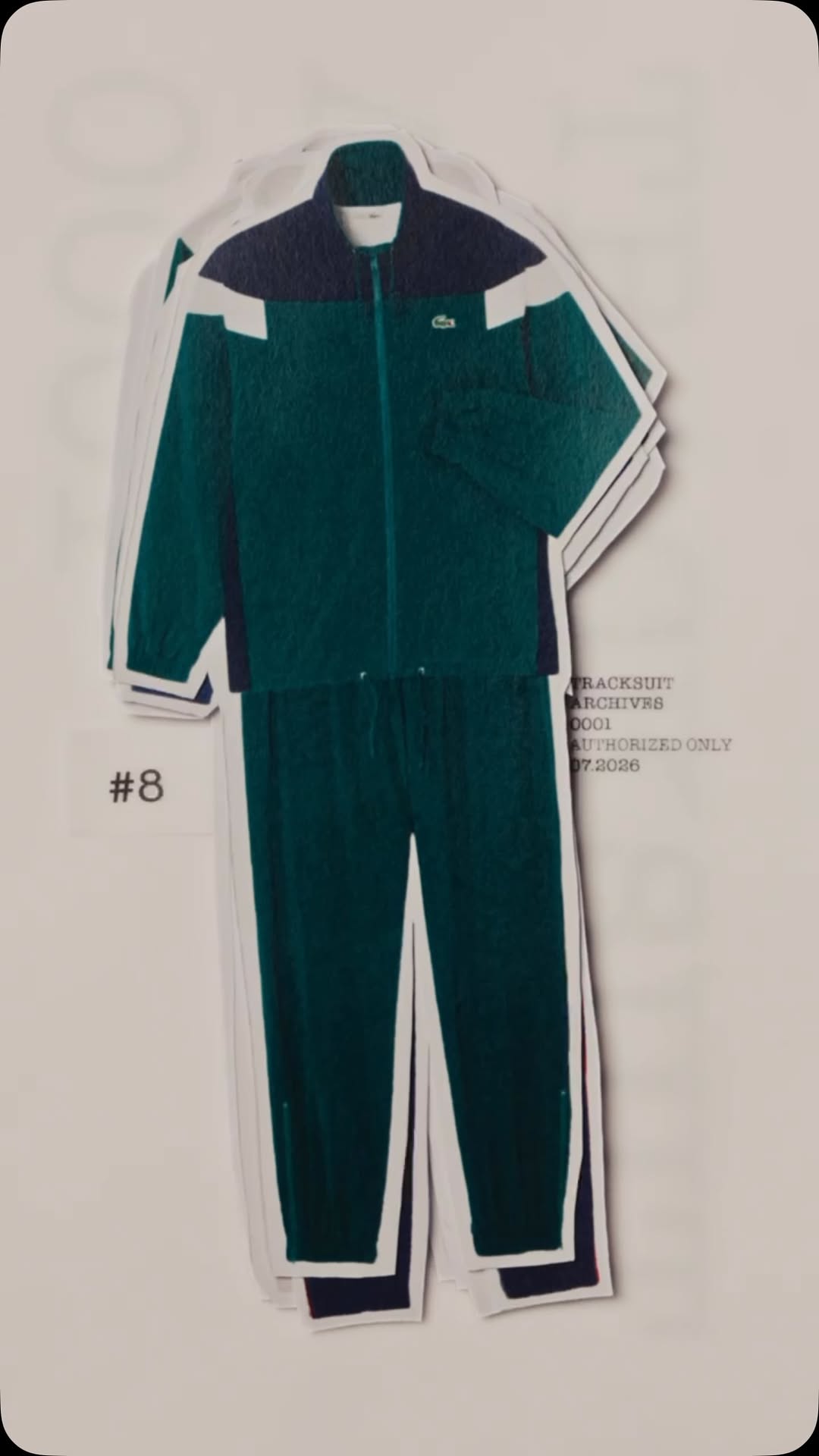 Promotional image for Patta and Lacoste's The People's Choice archive tracksuit vote campaign.