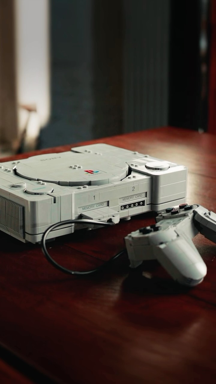 LEGO brick built replica of the original 1994 PlayStation console