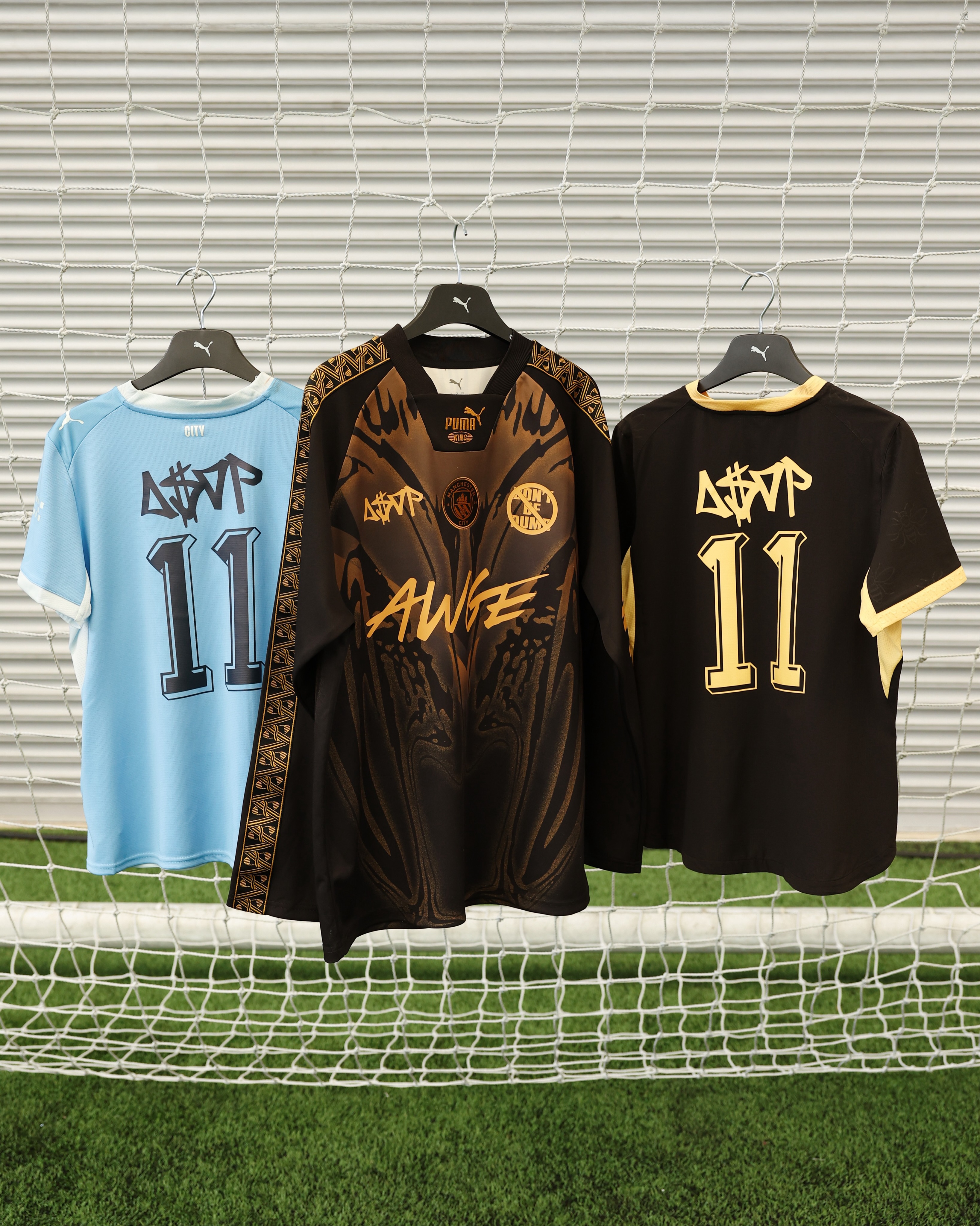 The black and archive gold A$AP Rocky x Puma Manchester City long sleeve kit