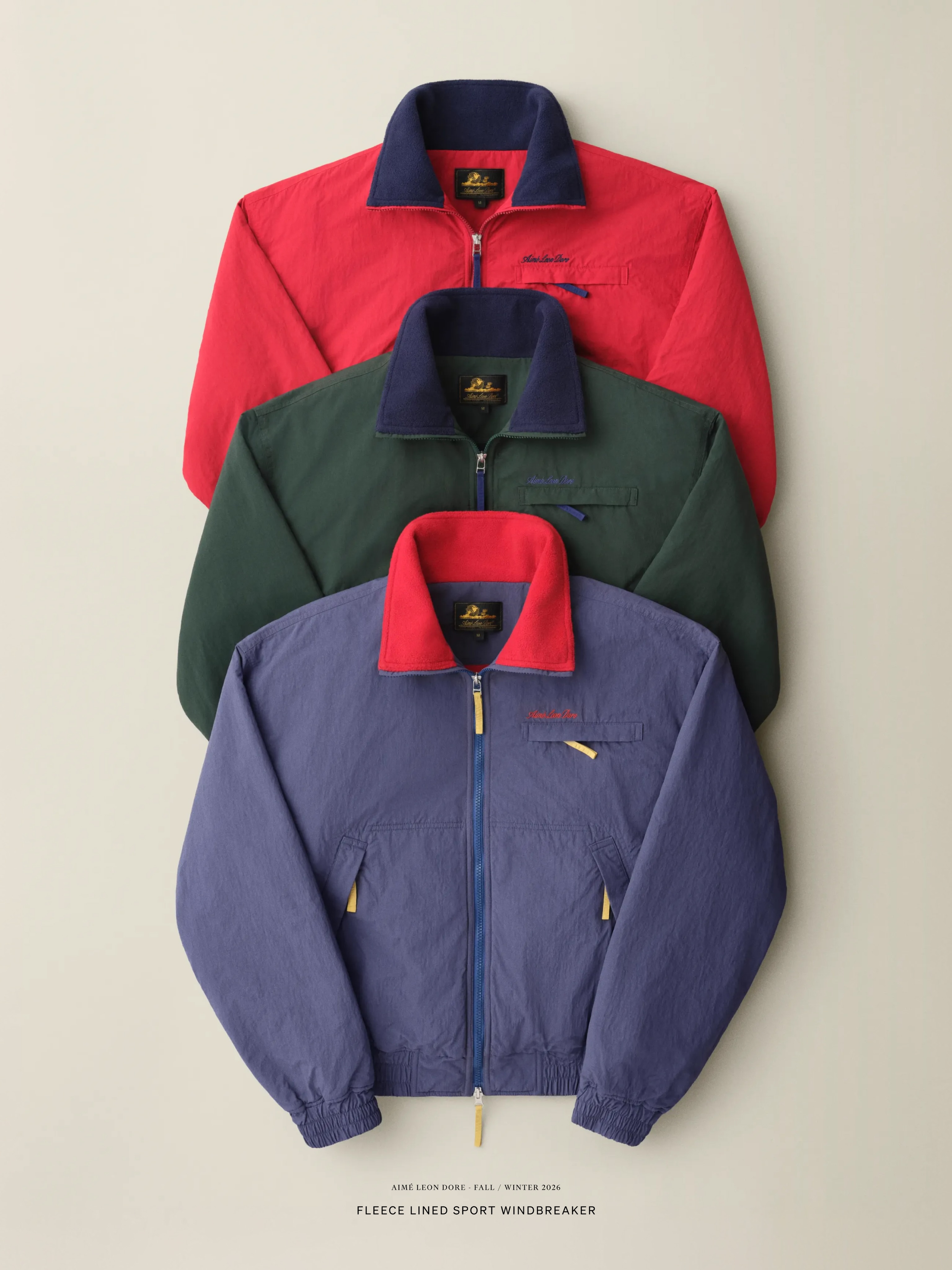 An Aimé Leon Dore Fleece Lined Sport Windbreaker from the Fall Winter 26 Uniform collection.