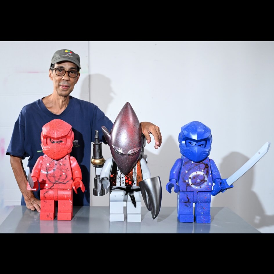 A large scale artwork from Futura's Ninja of the Futura piece made for LEGO Ninjago's 15th anniversary