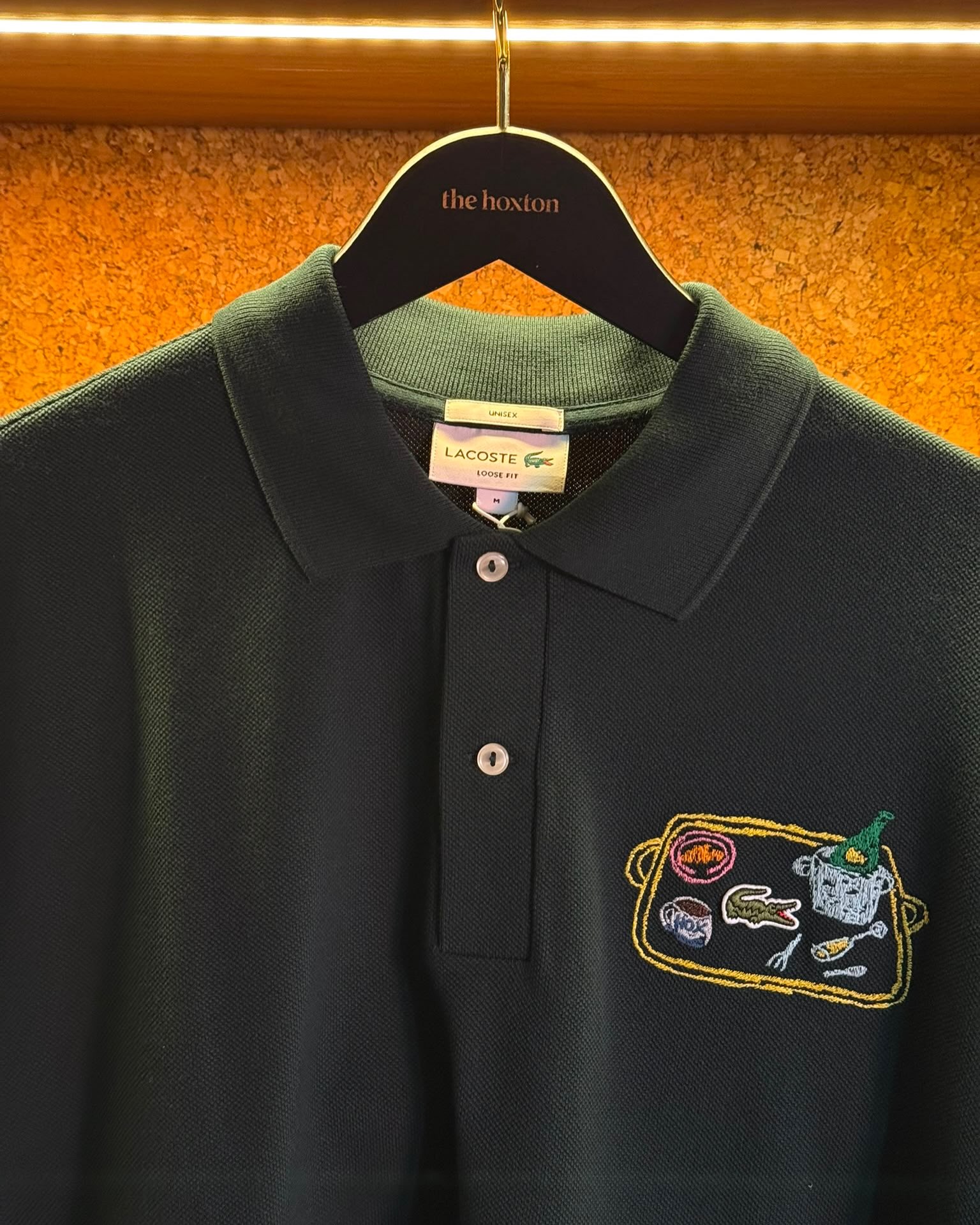 A look from the Lacoste and The Hoxton room service capsule collection illustrated by Michael McGregor