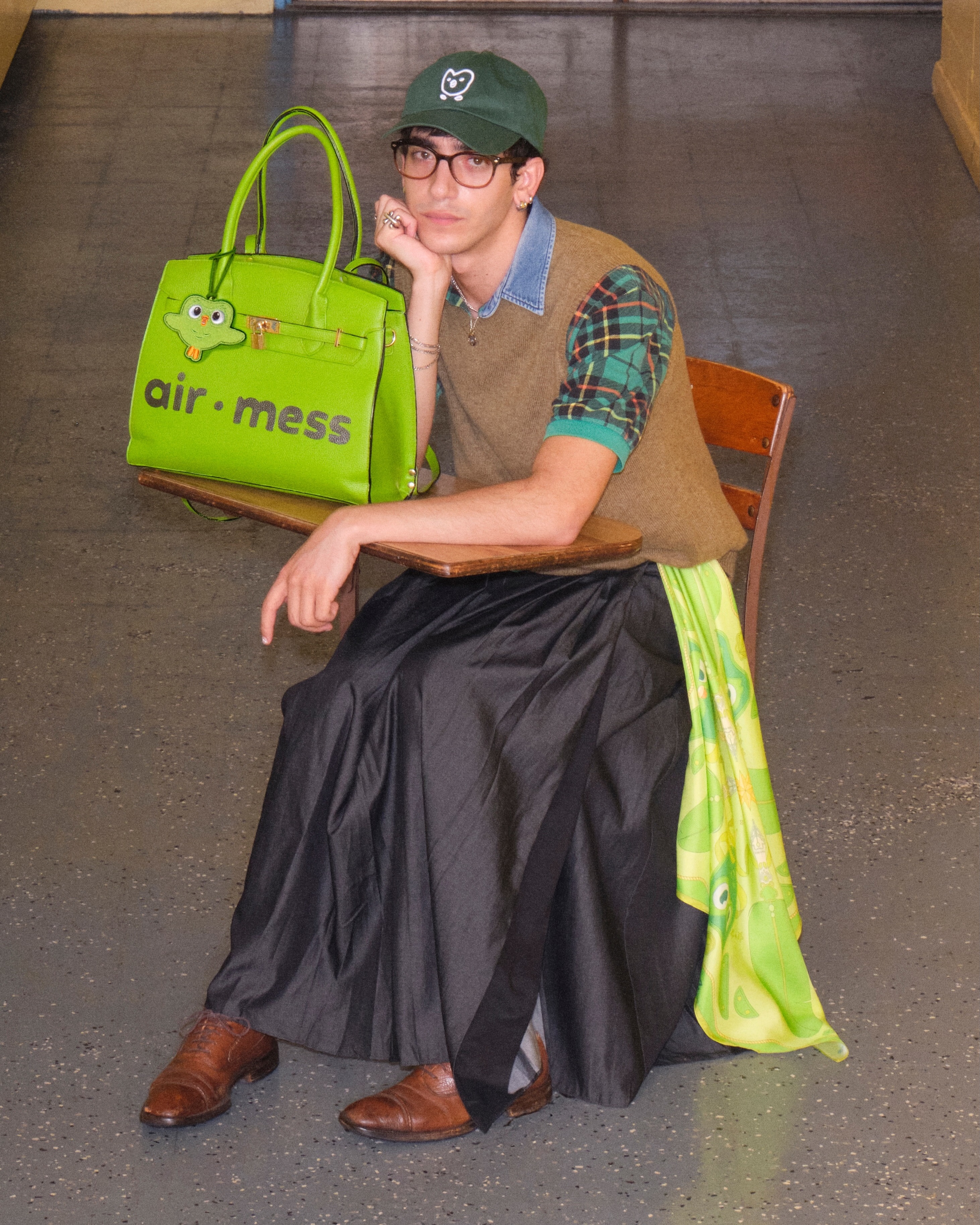 A garment from Duolingo's Phonetic Collection capsule for New York Fashion Week 2026.