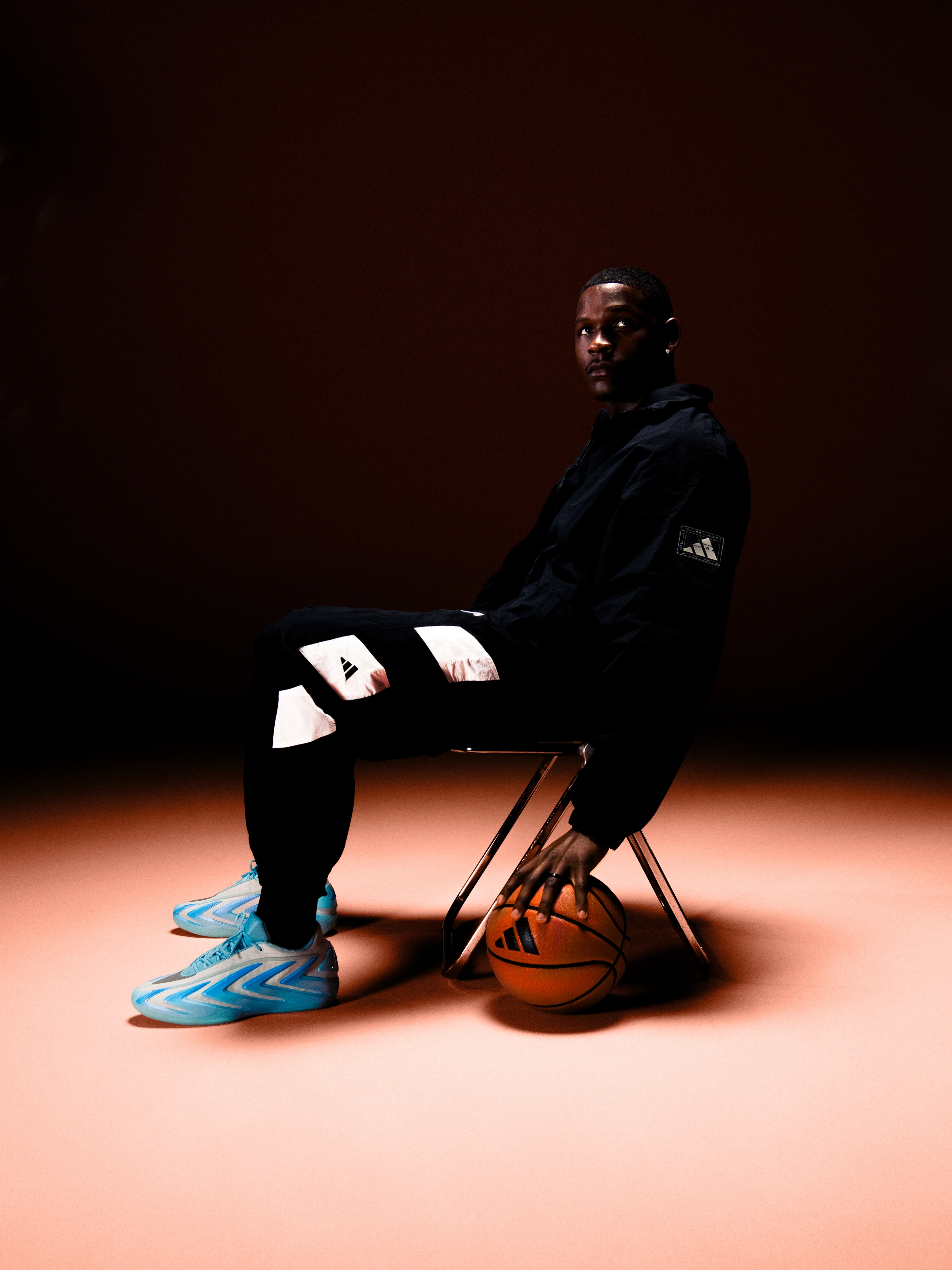 Anthony Edwards' adidas AE3 sneaker shown in the brand's Cold Blooded release campaign imagery
