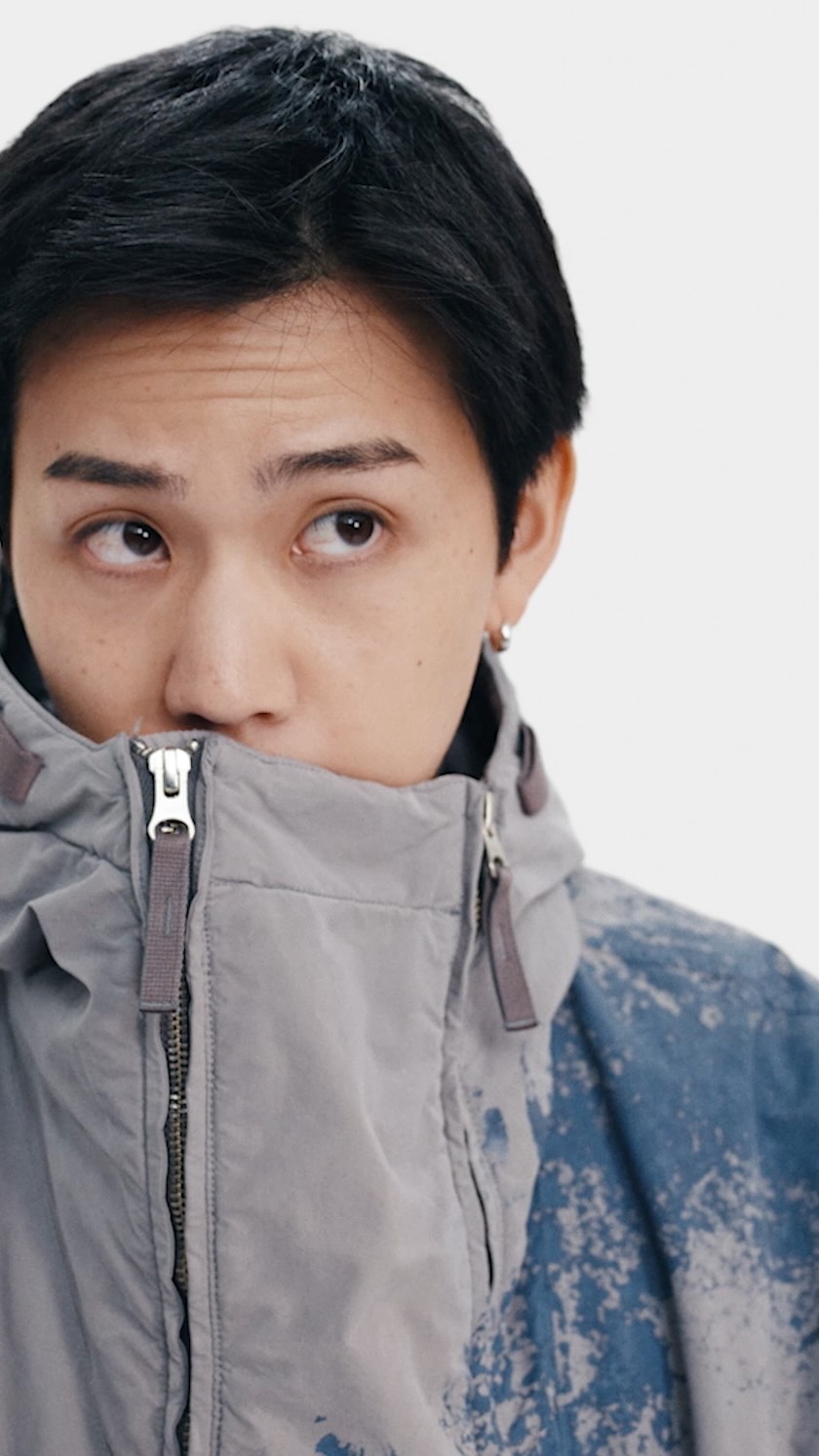 3House wearing Stone Island's Q100031 Hand Painted David Light TC jacket for the Community as a Form of Research campaign.