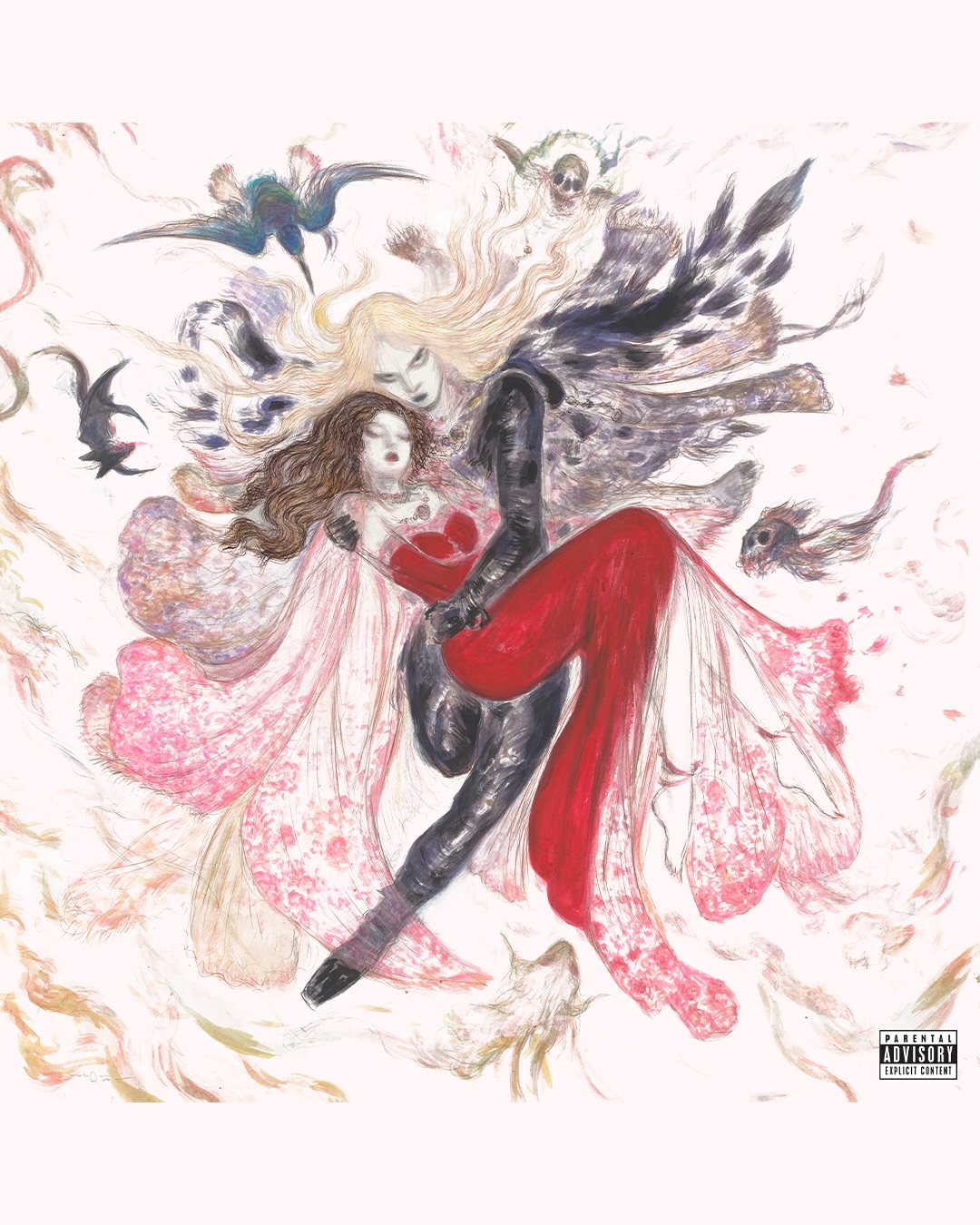 Yoshitaka Amano's hand drawn cover art for 2hollis's album Pirouette