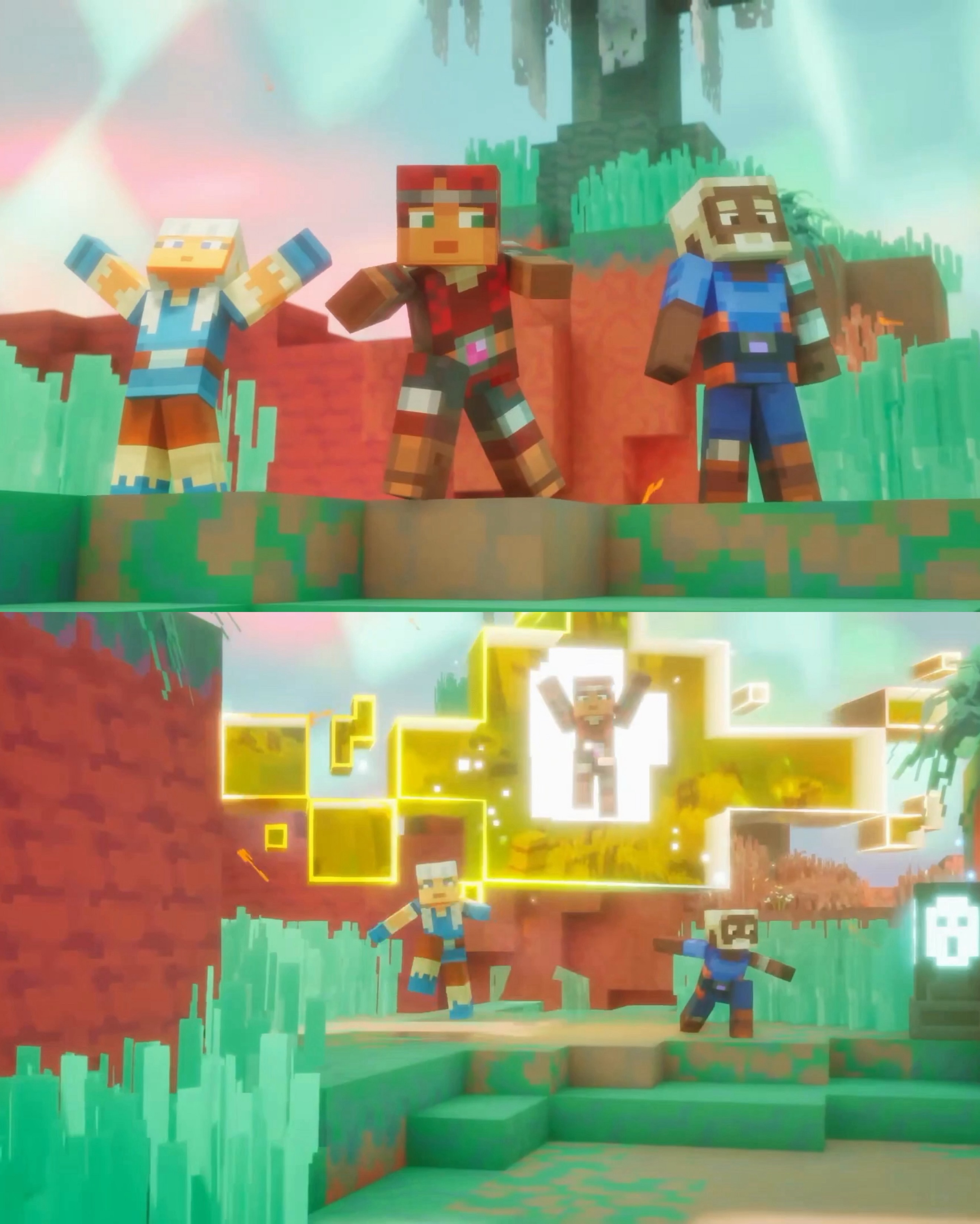 A composite of colourful Sift landscapes accompanies Minecraft’s new dimension reveal.