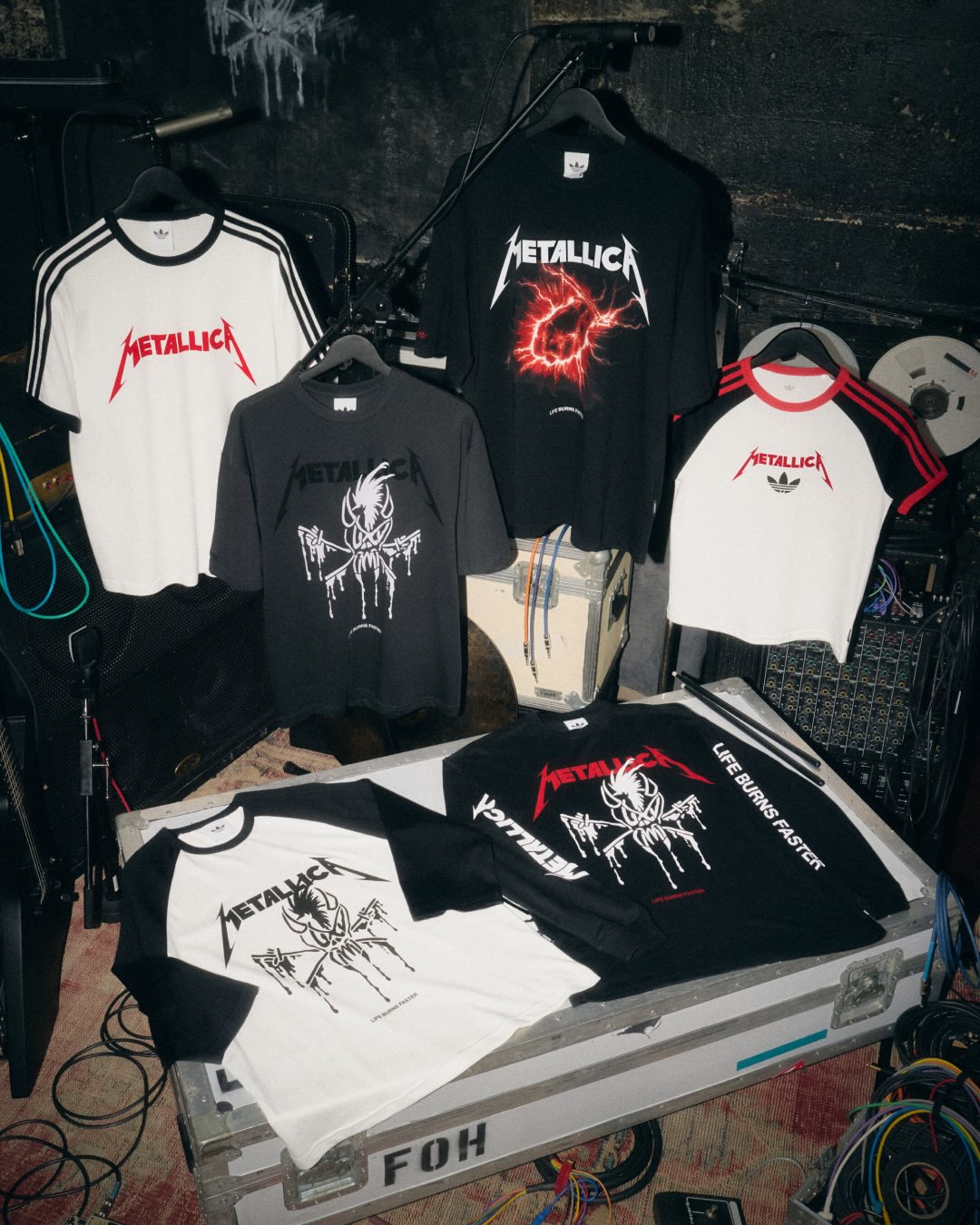 Metallica and adidas Originals Life Burns Faster tour merch for the Sphere residency in Las Vegas