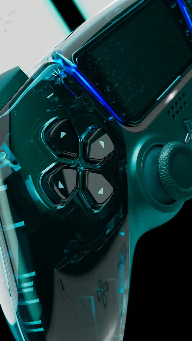 A transparent DualSense controller from the PlayStation Prism Collection.