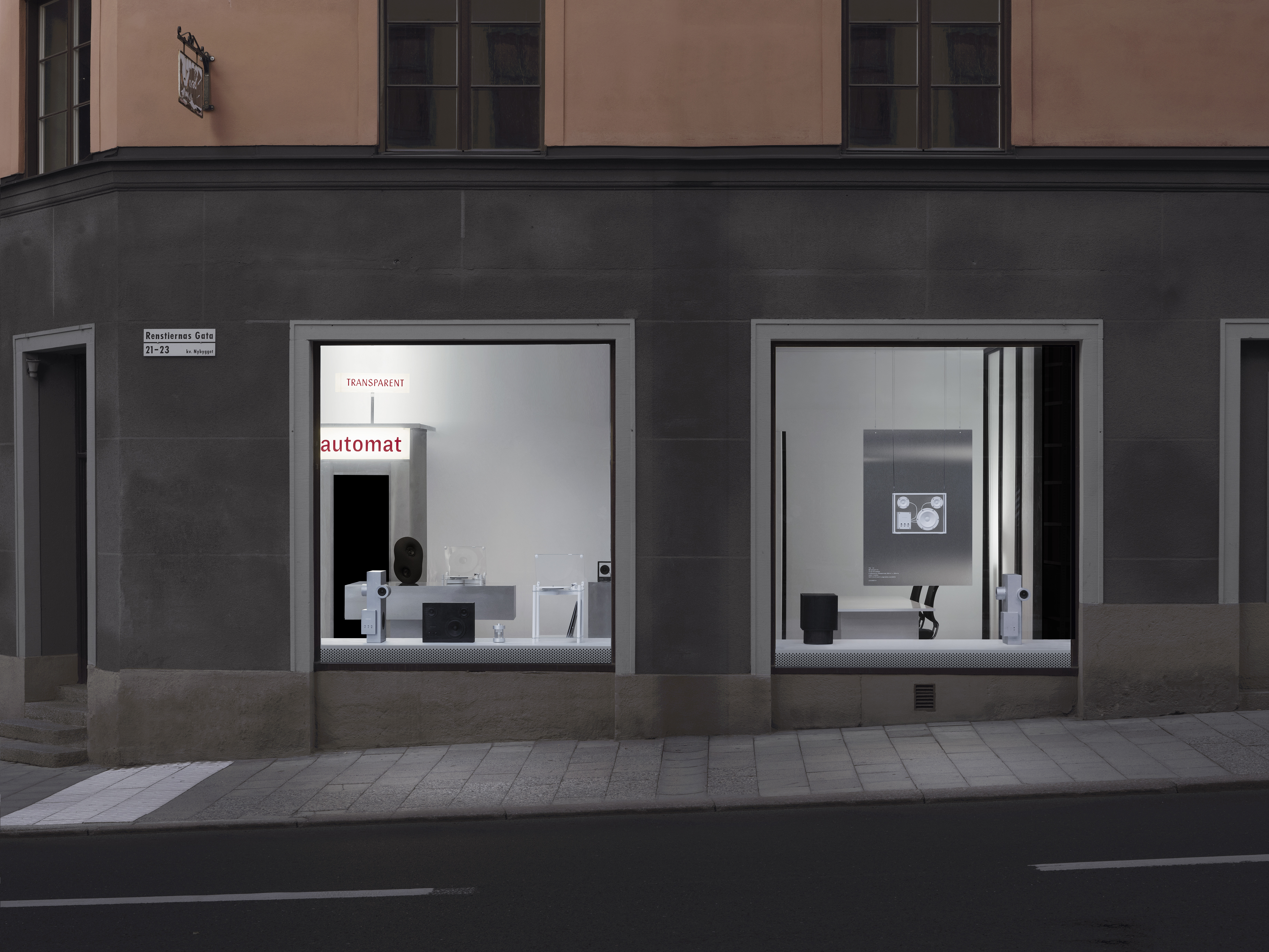 Transparent’s storefront on Renstiernas Gata in Stockholm. Photograph by Emil Fagander.