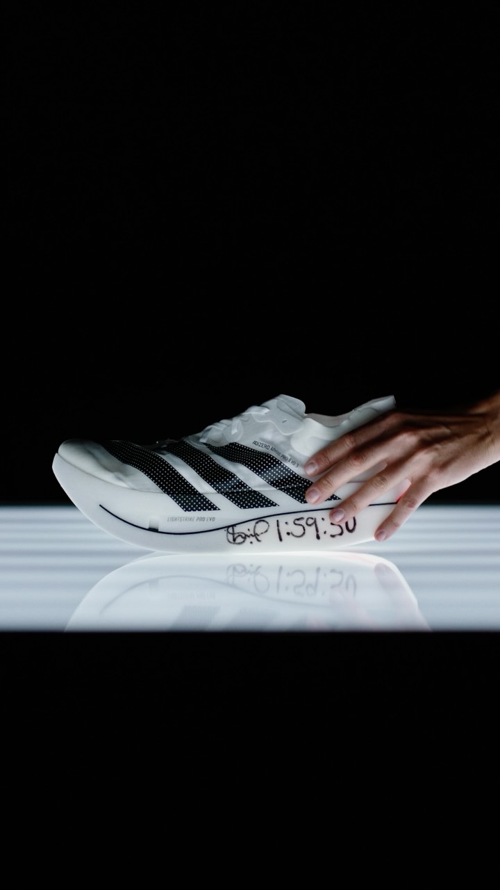 The Adidas Adizero Adios Pro 5 running shoe shown in Adidas' launch announcement
