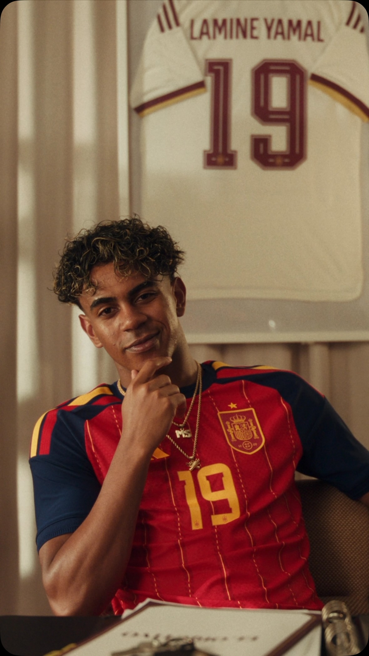 Video still from adidas Football's Instagram post referencing Lamine Yamal's shirt number