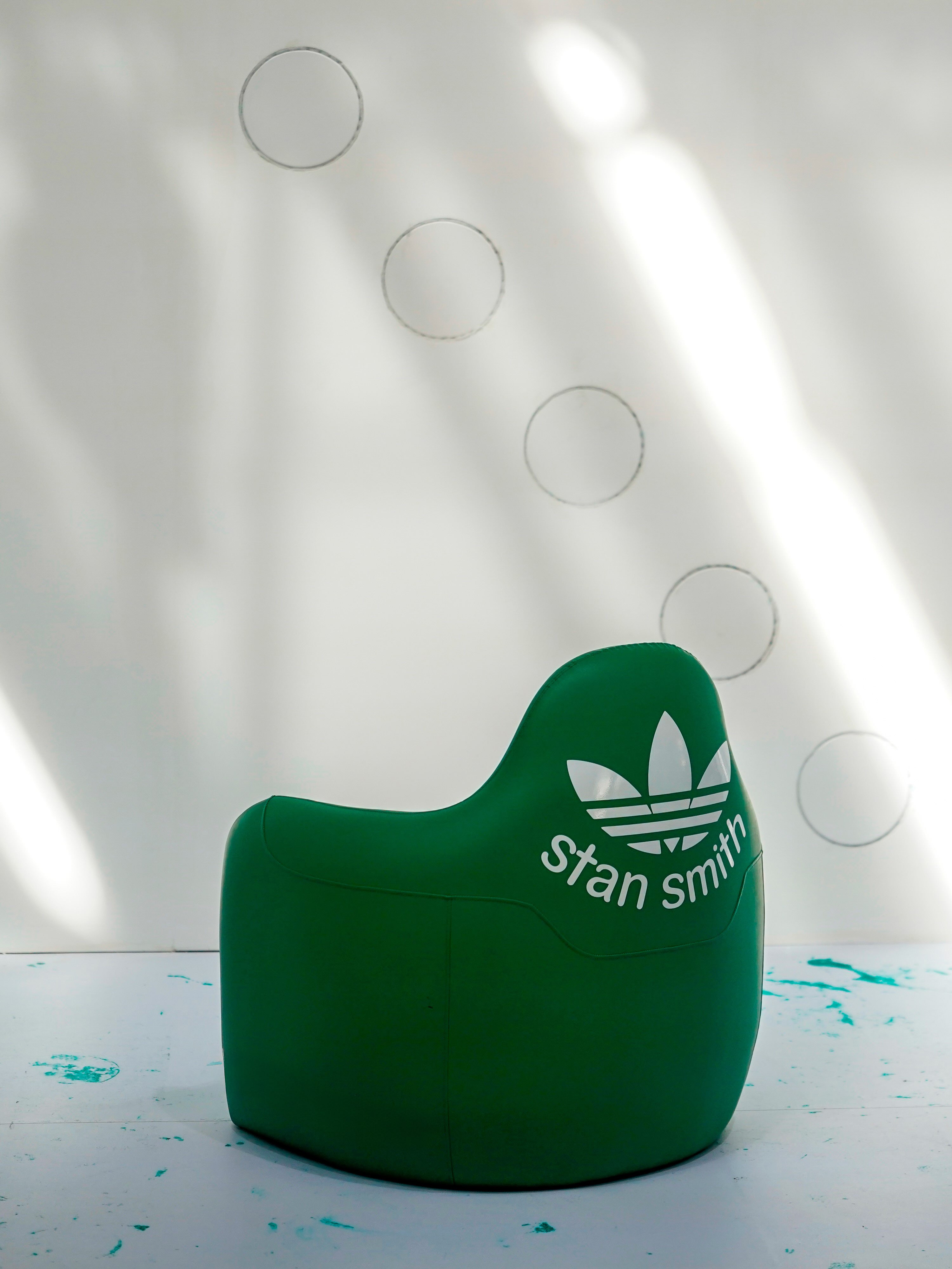 adidas Originals Stan Smith sneakers in green, shown for the Stan Smith Residency in Shanghai.