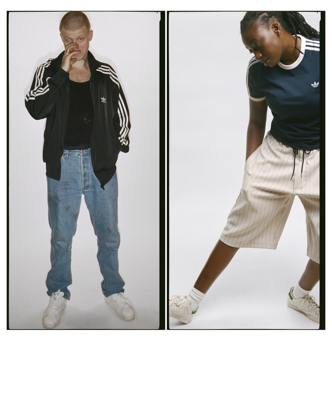 Four film photographs of the adidas Stan Smith sneaker shot by Thibaut Grevet.
