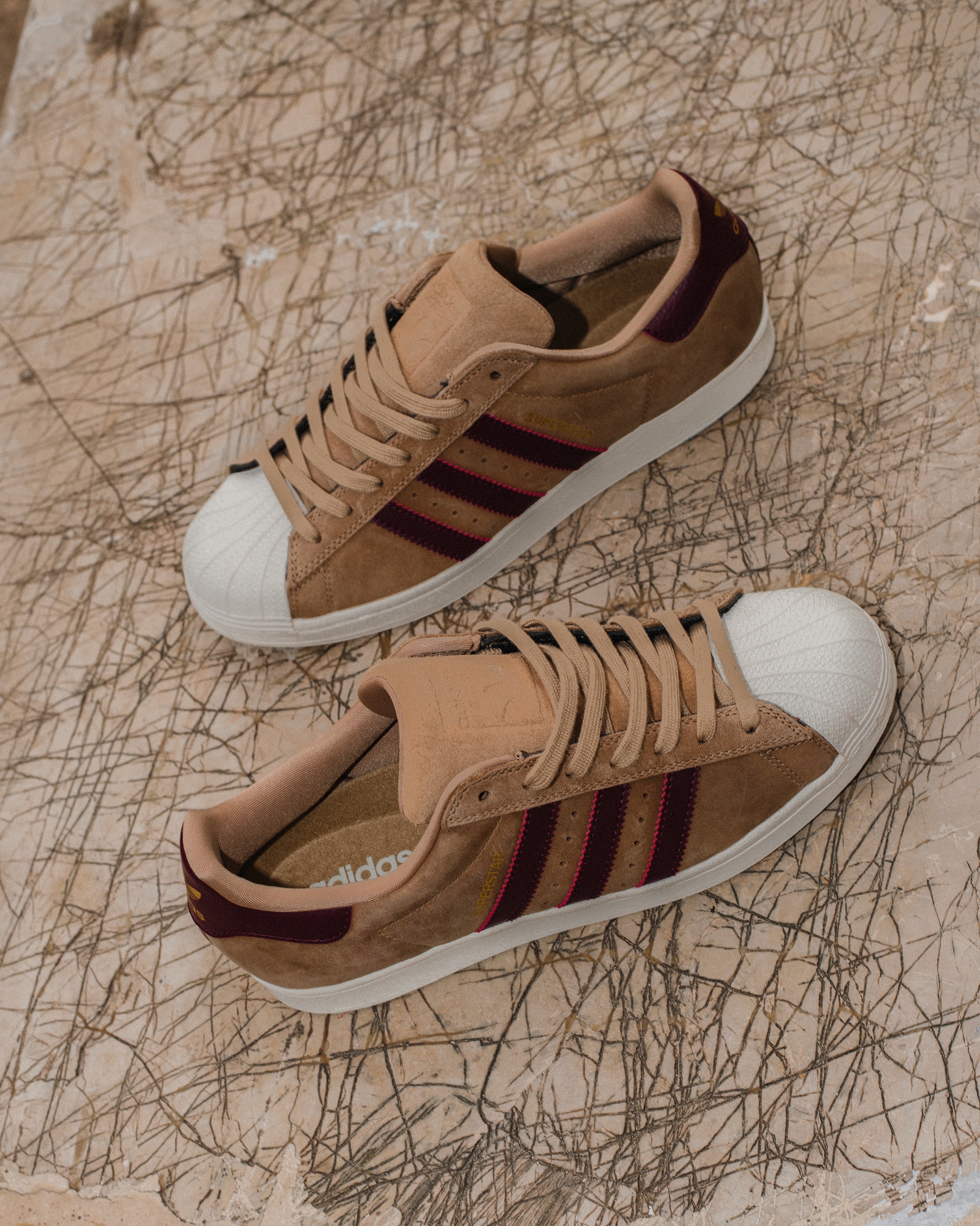 adidas Skateboarding Superstar ADV in Cardboard, Shadow Red and Gold Metallic