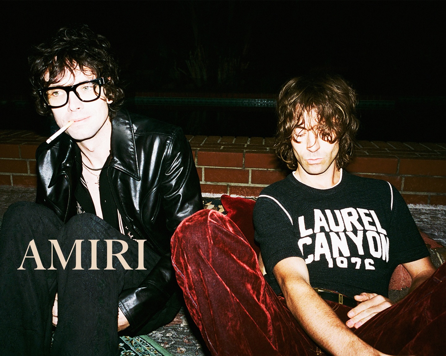 The AMIRI Autumn Winter 2026 campaign cast photographed by Myles Hendrik in an imagined Laurel Canyon residence.