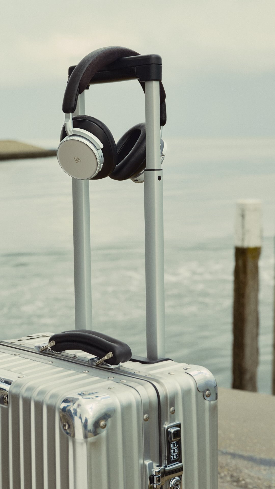 A Bang & Olufsen campaign image for its 2026 travel audio collection