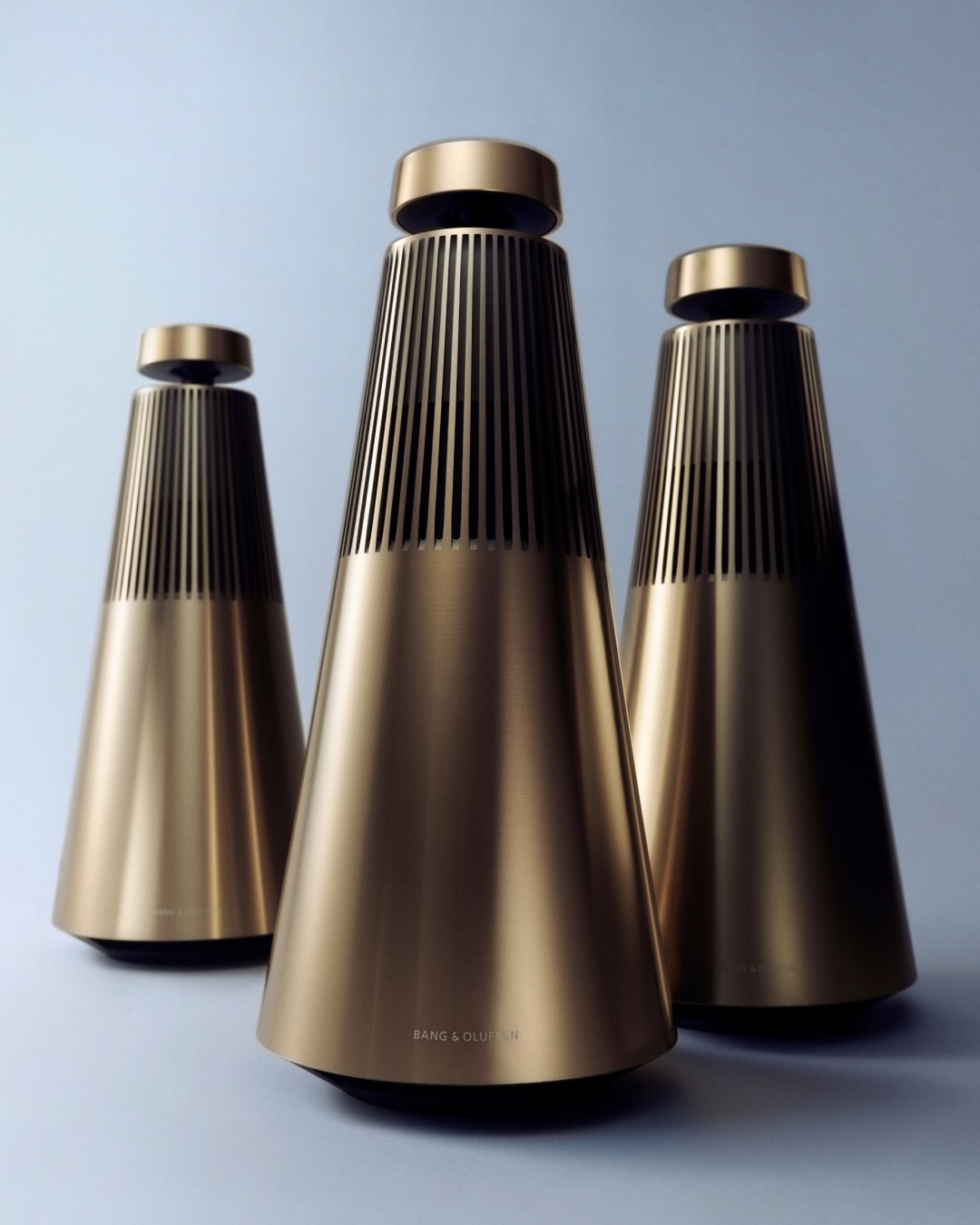 Bang and Olufsen Beosound 2 tapered speaker tower in natural aluminium