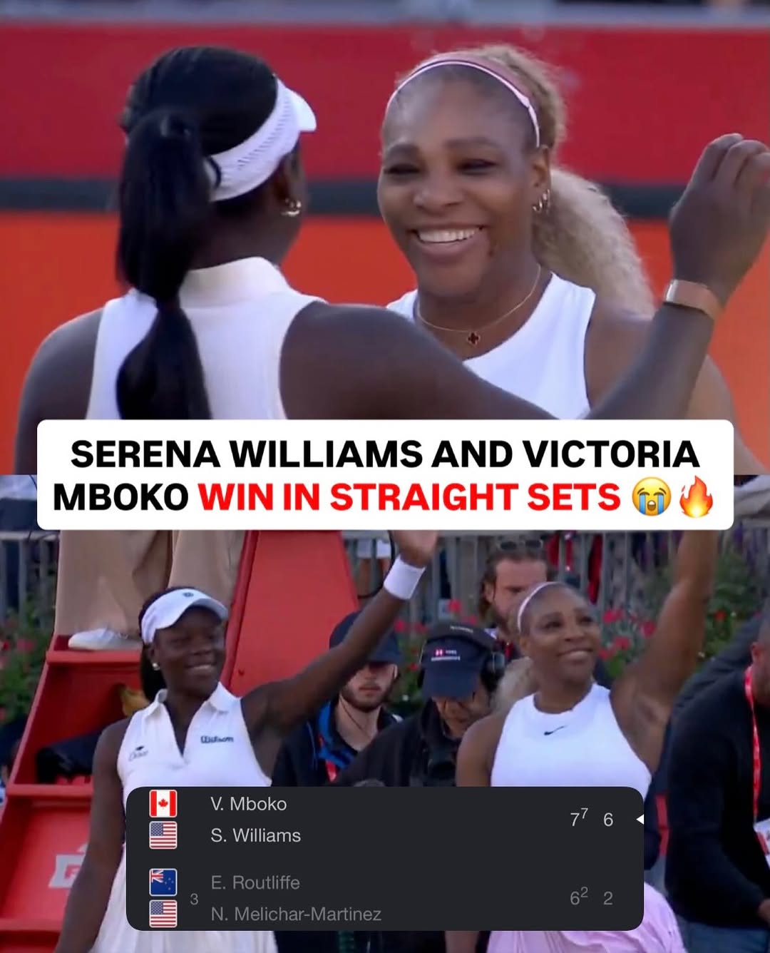 SERENA WILLIAMS WINS FIRST PRO MATCH IN FOUR YEARS