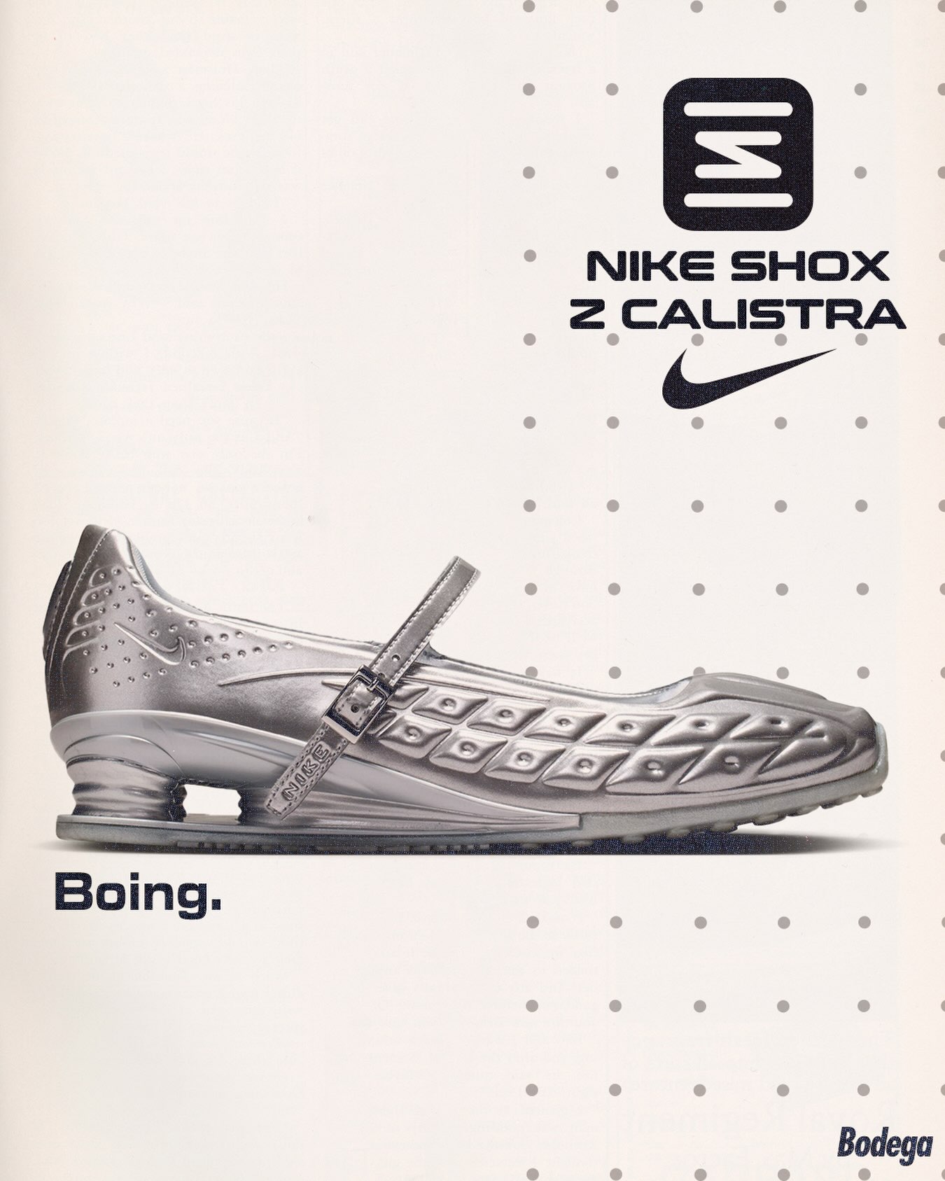 The Nike Shox Z Calistra, a Mary Jane style sneaker sold at Bodega's Boston store.