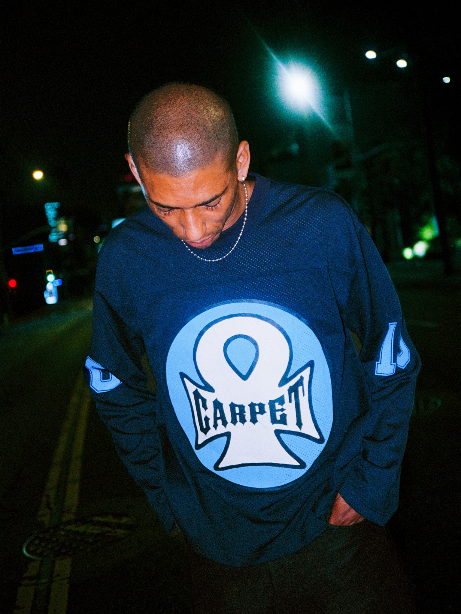 The Carpet Company Iron Ankh football jersey from the brand's Season 22 Drop 2 Instagram post
