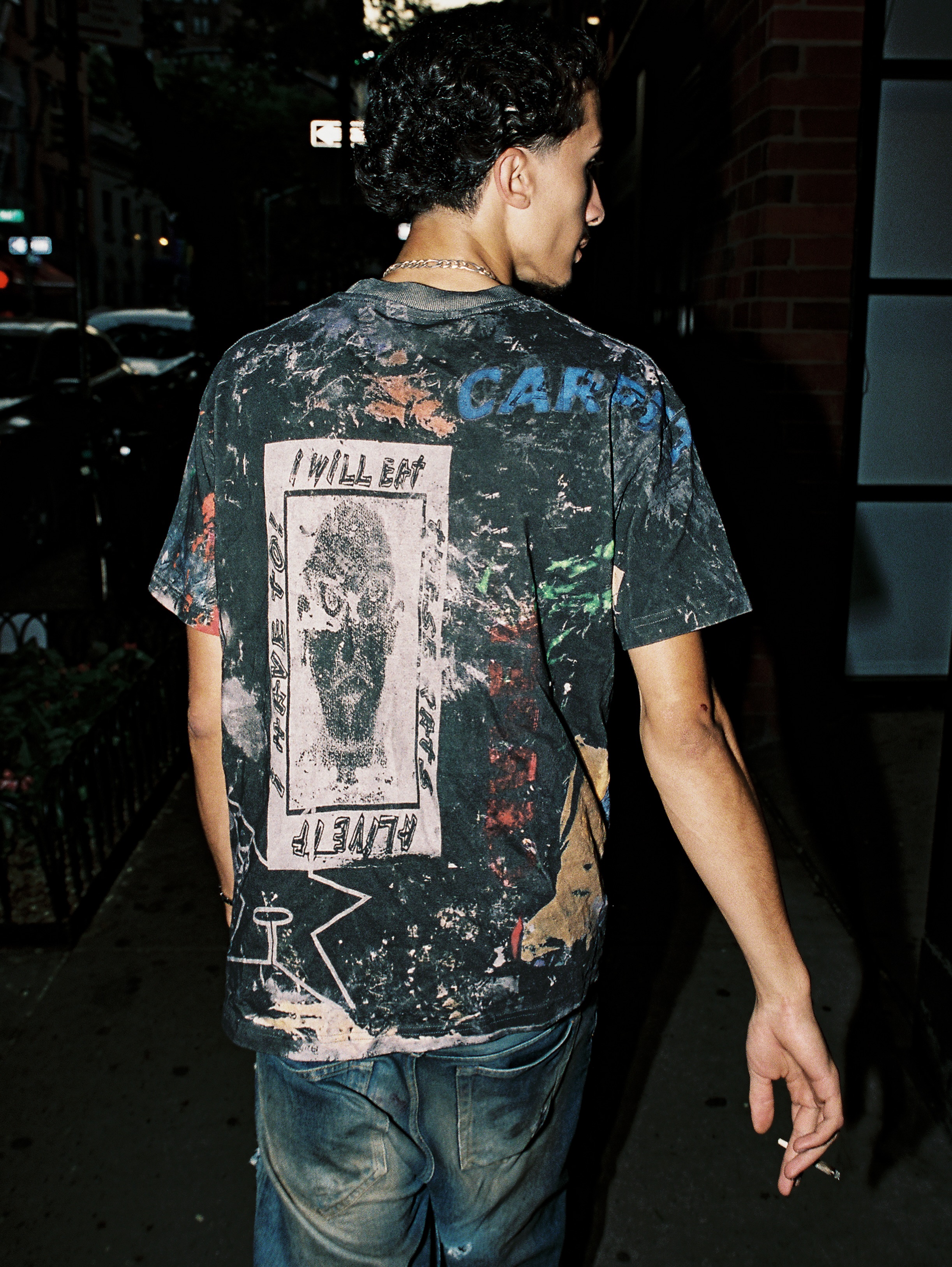 A Carpet Company rag tee, its graphic scanned directly from an ink stained factory test print rag.