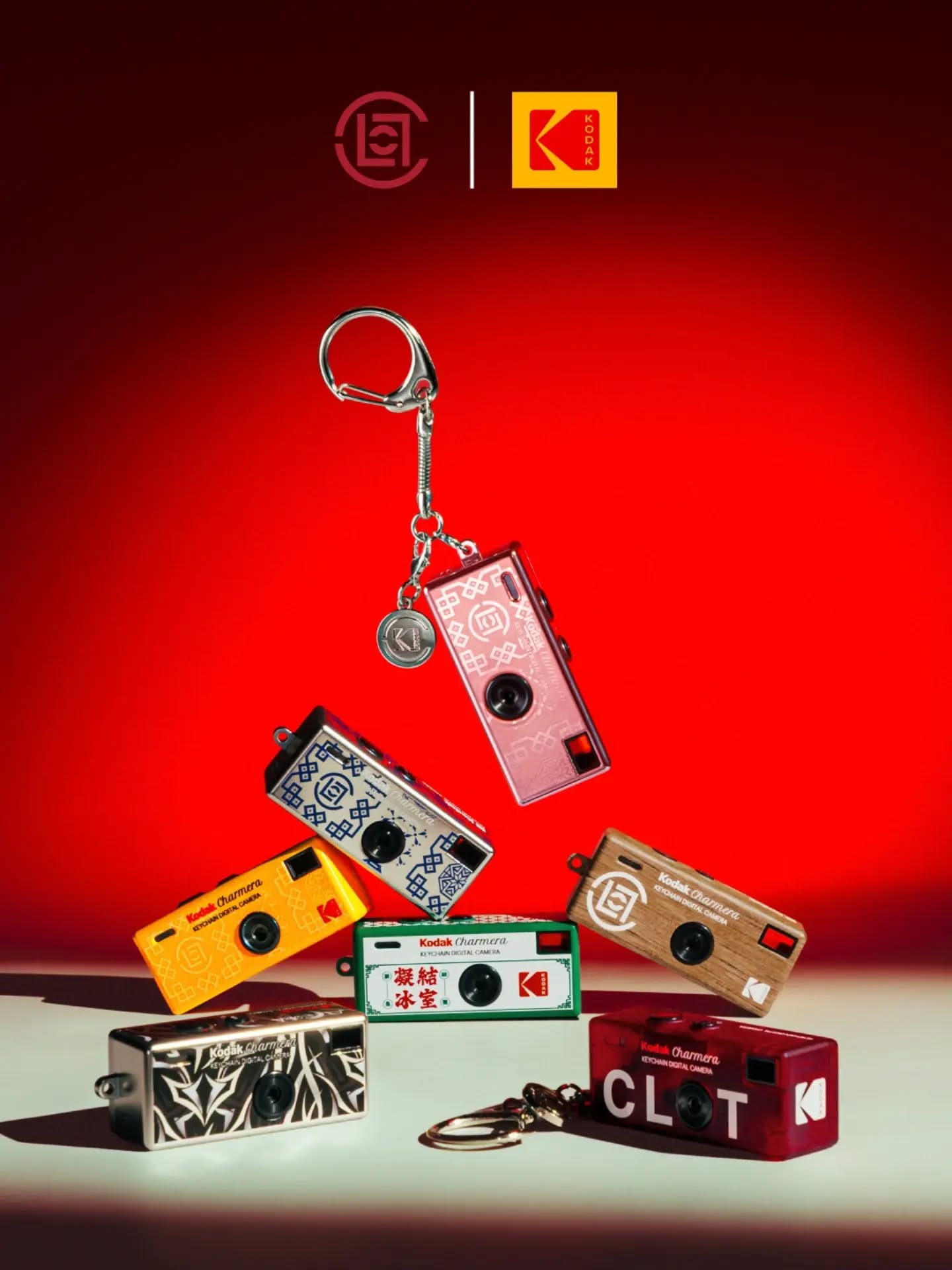CLOT x Kodak Charmera keychain digital camera blind box packaging with the co branded silver charm