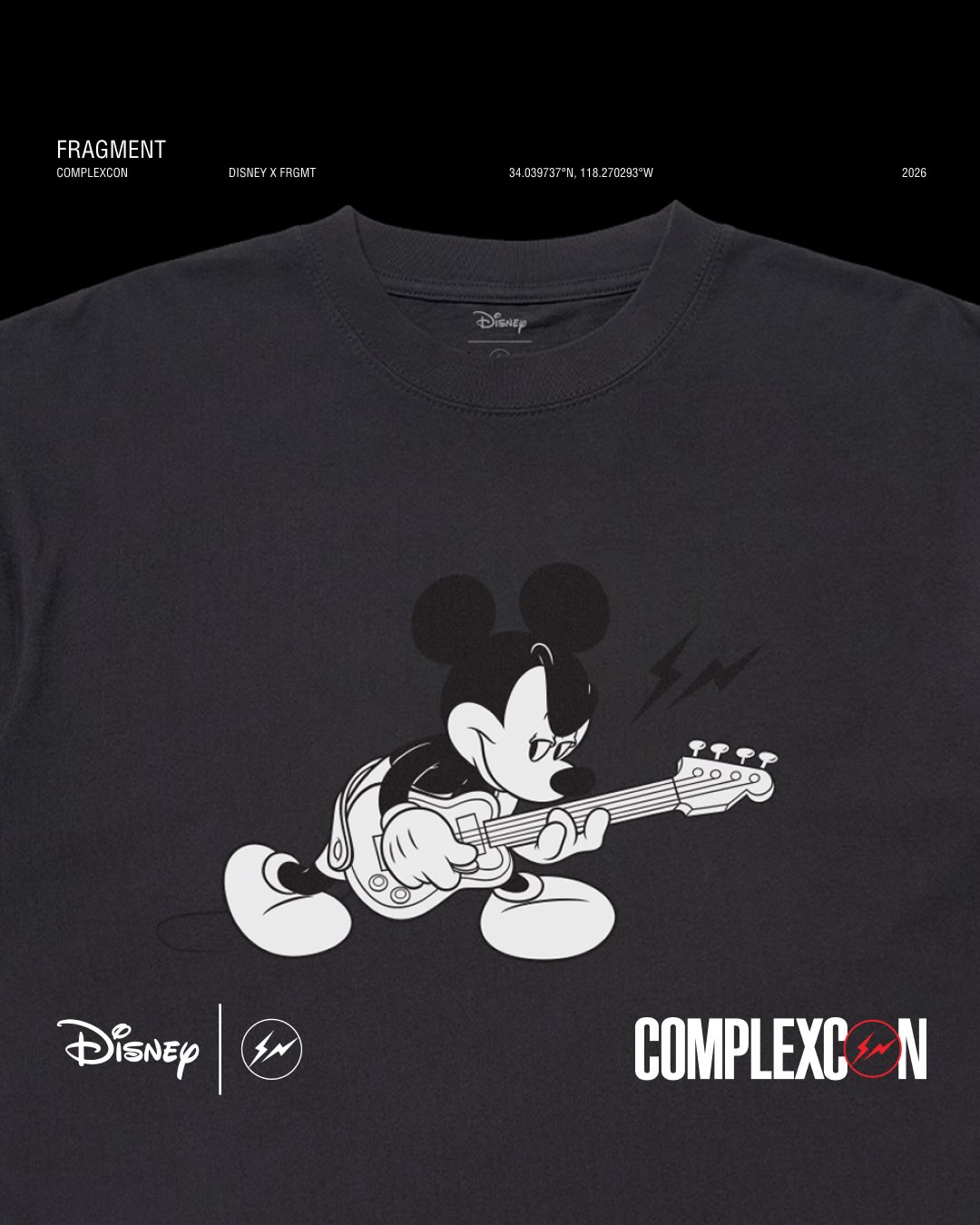 Mickey Mouse plays a guitar on Fragment and Disney’s dark clothing preview.