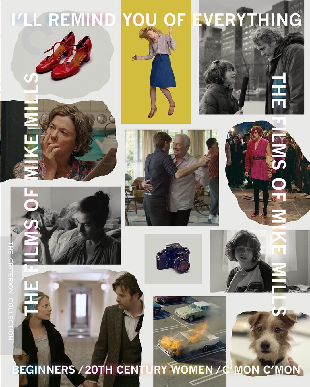 The cover art for Criterion's I'll Remind You of Everything: The Films of Mike Mills box set, credited to Mike Mills and illustrator Osk.