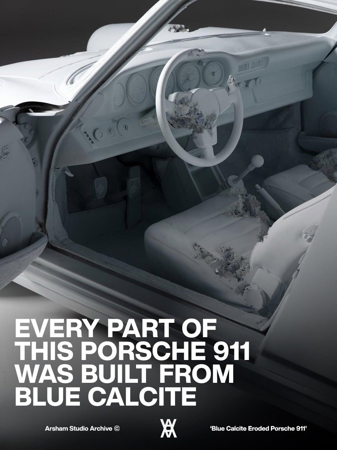 DANIEL ARSHAM BUILT A PORSCHE 911 FROM BLUE CALCITE AND HYDROSTONE AND CALLED IT ARCHAEOLOGY