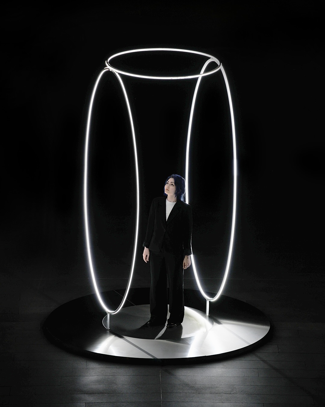 Karolina Halatek's Echo light installation glowing inside Istanbul's Ataturk Cultural Center during Digital Art Festival Istanbul 2026.