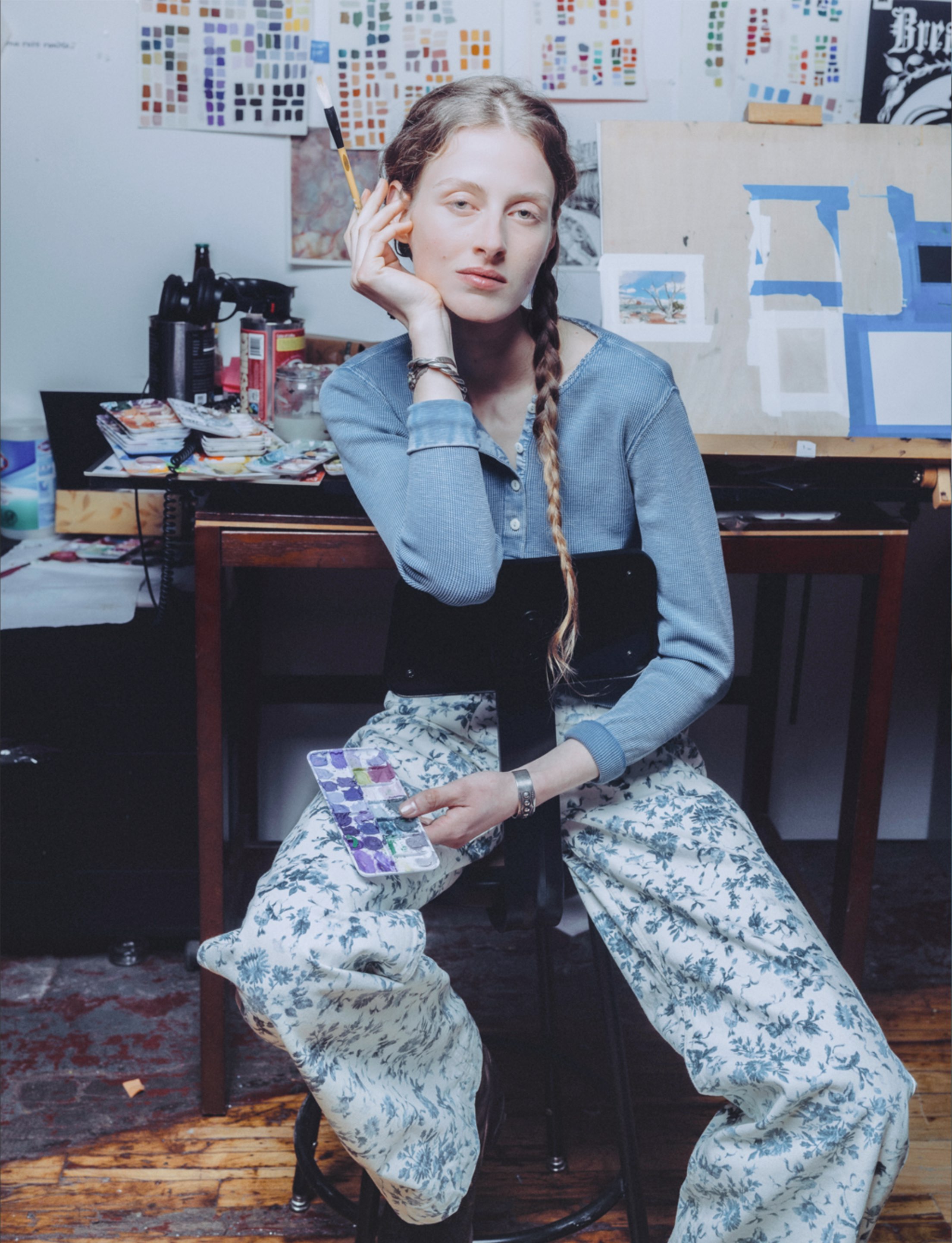 A look from Double RL's new fall women's selvedge denim line, in stores now.