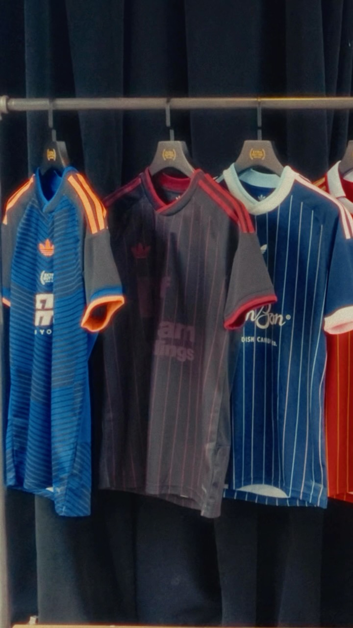 An Extra Butter adiCup trefoil jersey from the Stripes Exchange pop up at Brooklyn Bridge Park.