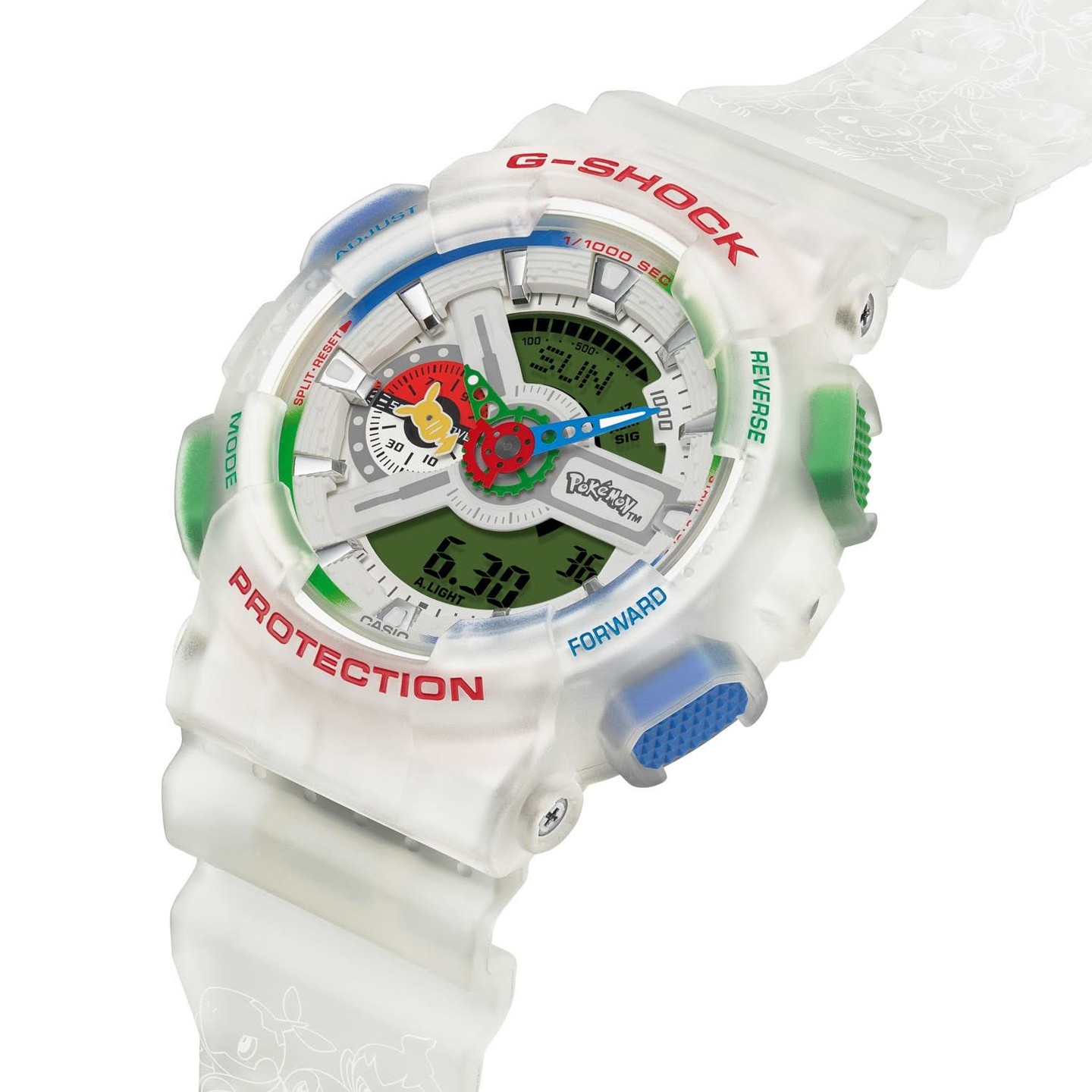 Product photo of the Casio G Shock GA110PKM7A Pokemon 30th anniversary watch
