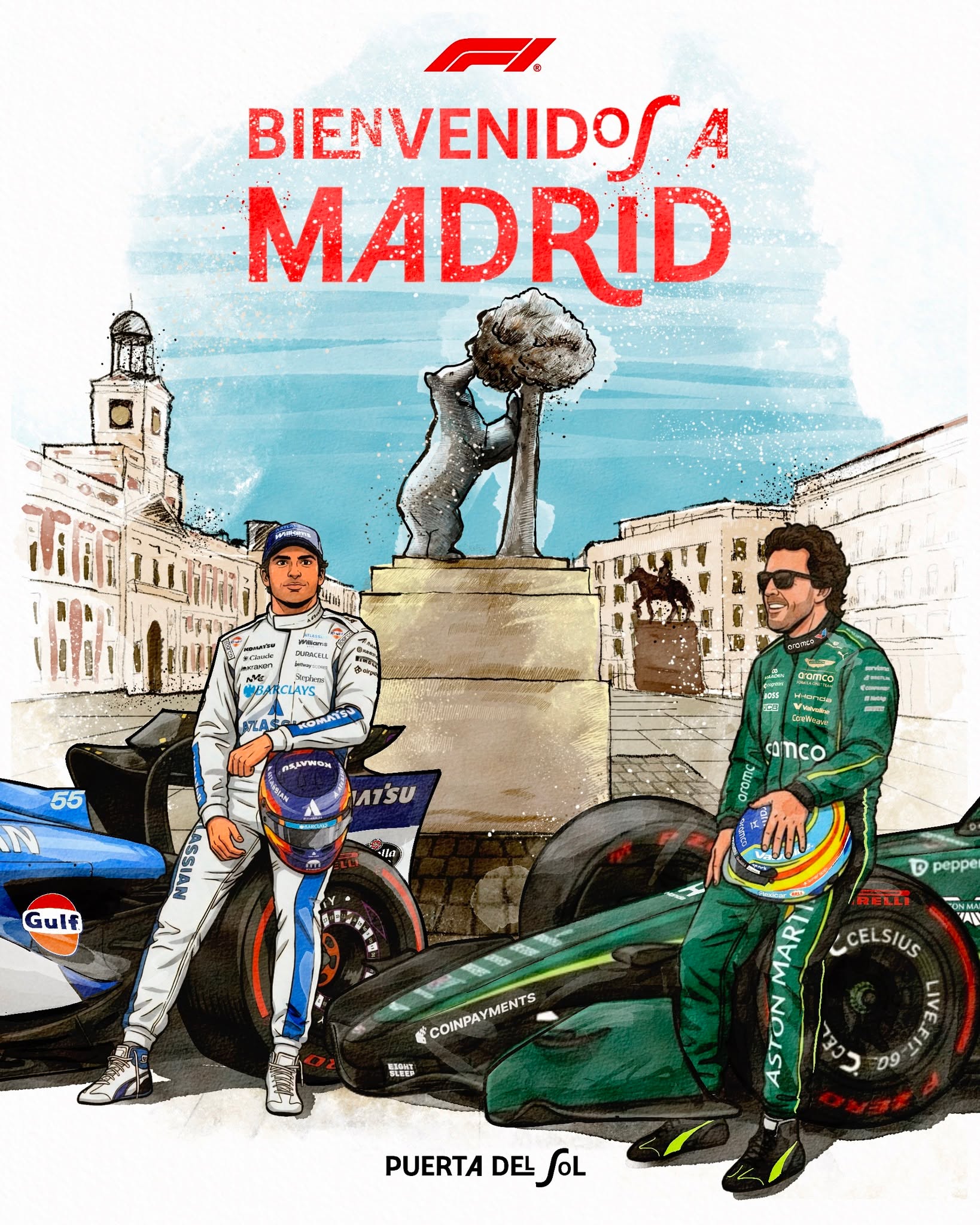 A graphic from F1's Instagram account teasing the 2026 Madrid Grand Prix.